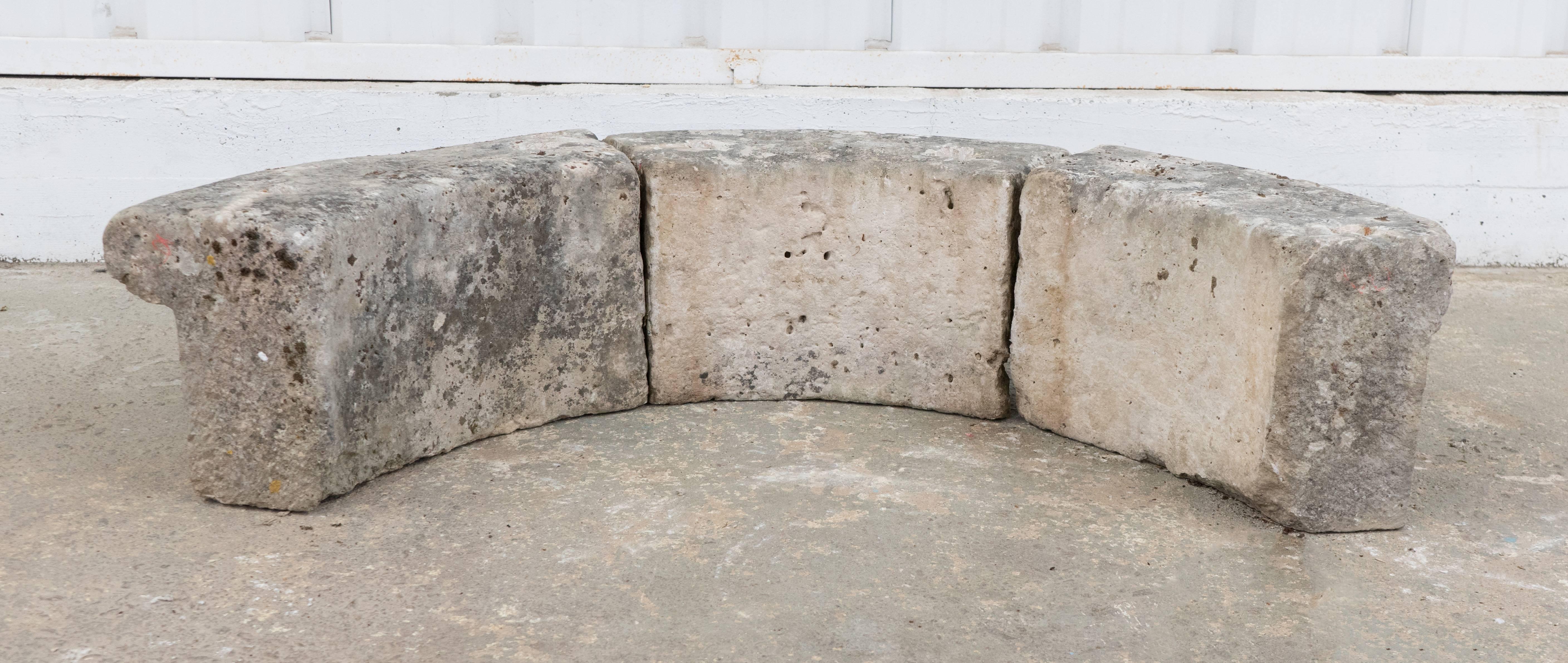 Vintage stone well, perfect for a fire pit. Six pieces of stones with gorgeous patina create a circle well. 
12 inches in height.