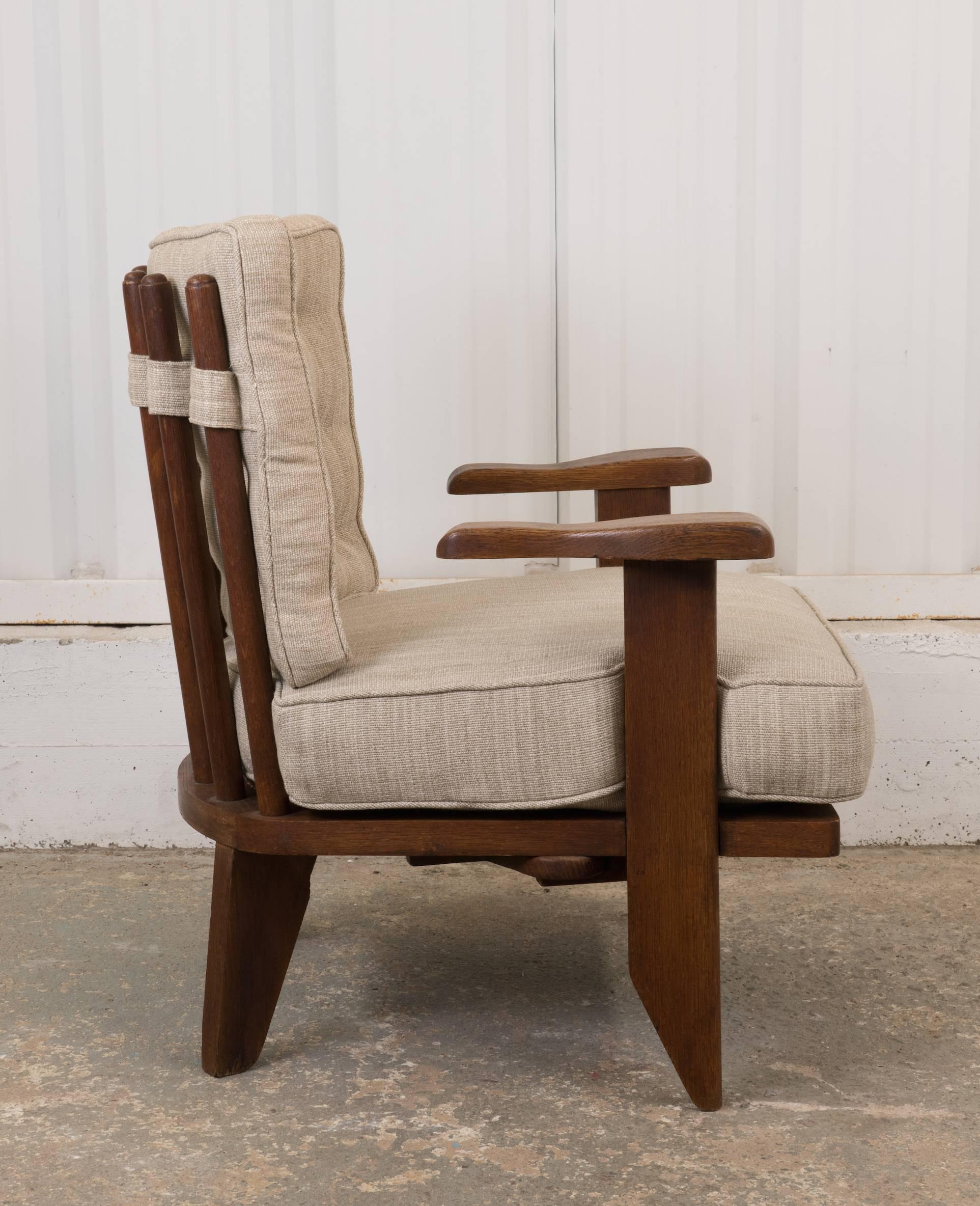 Guillerme et Chambron Petite Oak Armchair with Hidden Cup Holder 3