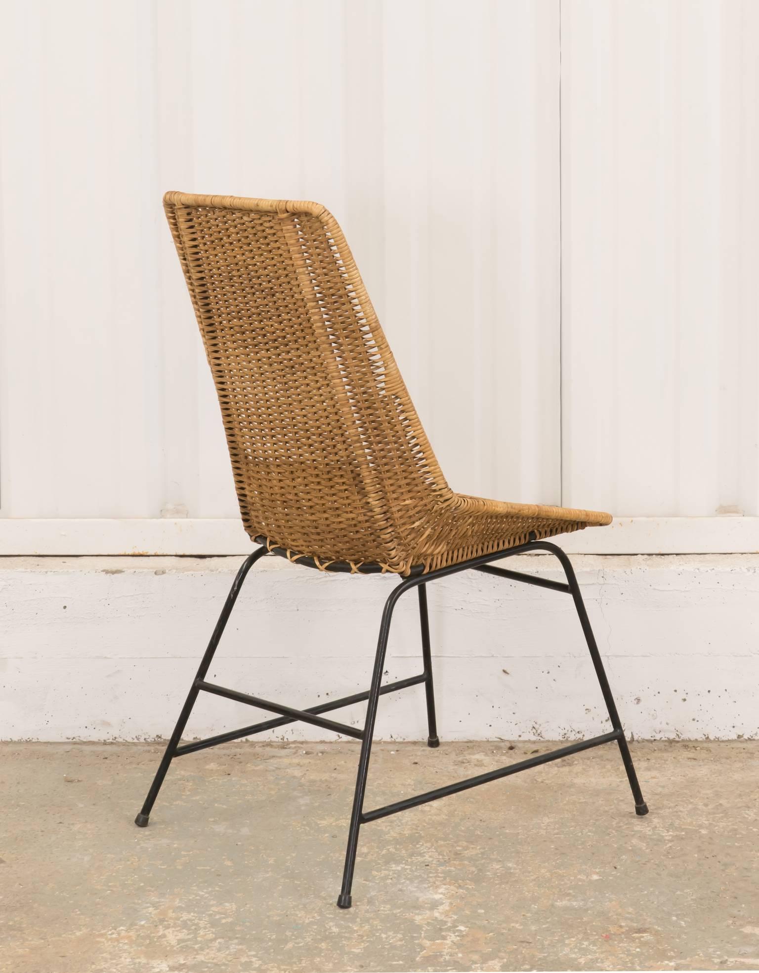 wicker and metal chairs