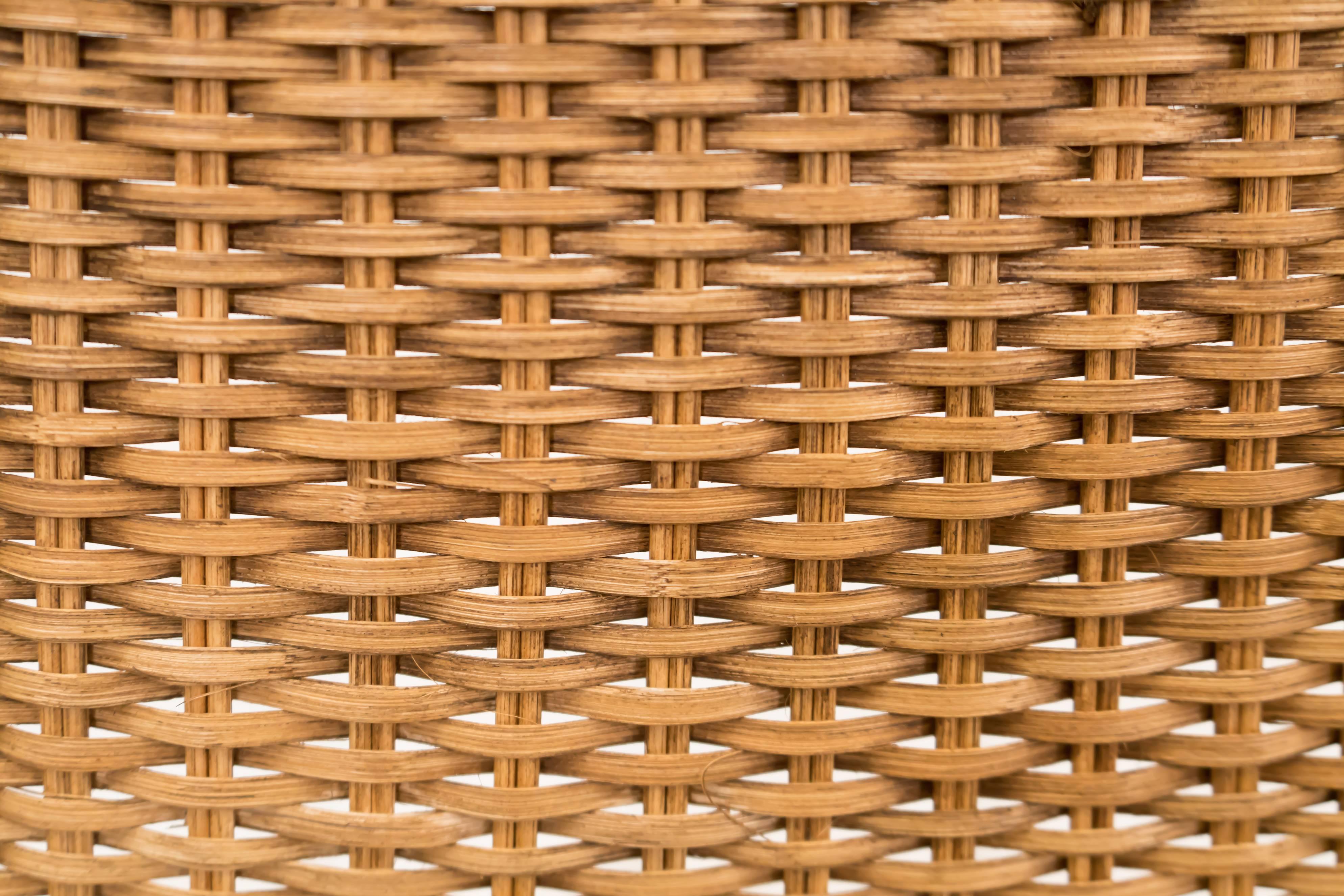20th Century Two Vintage Wicker and Metal Dining Chairs