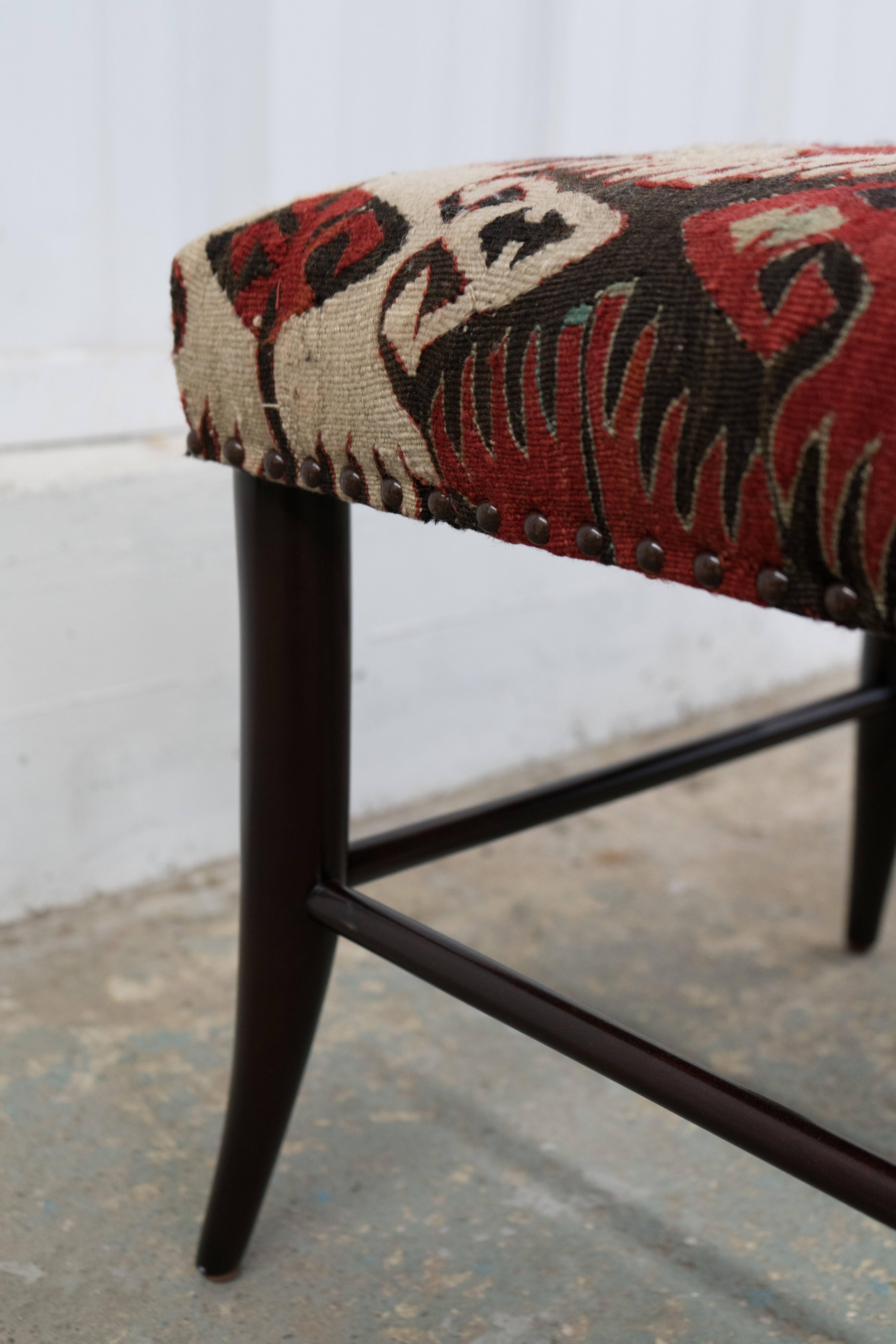 Contemporary Bench with Vintage Rug Upholstery