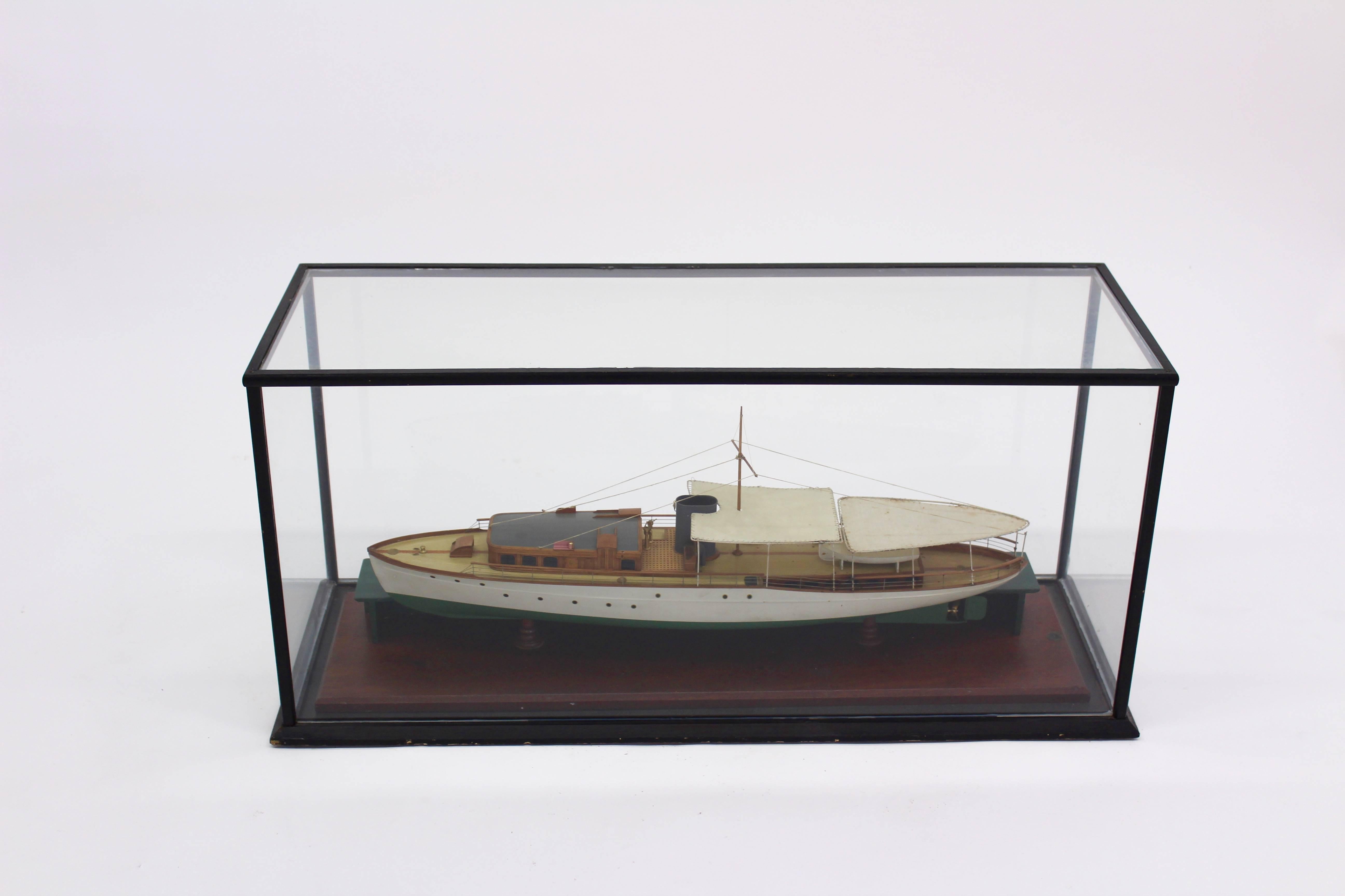 1930s Model Ship in Glass Display Case at 1stDibs