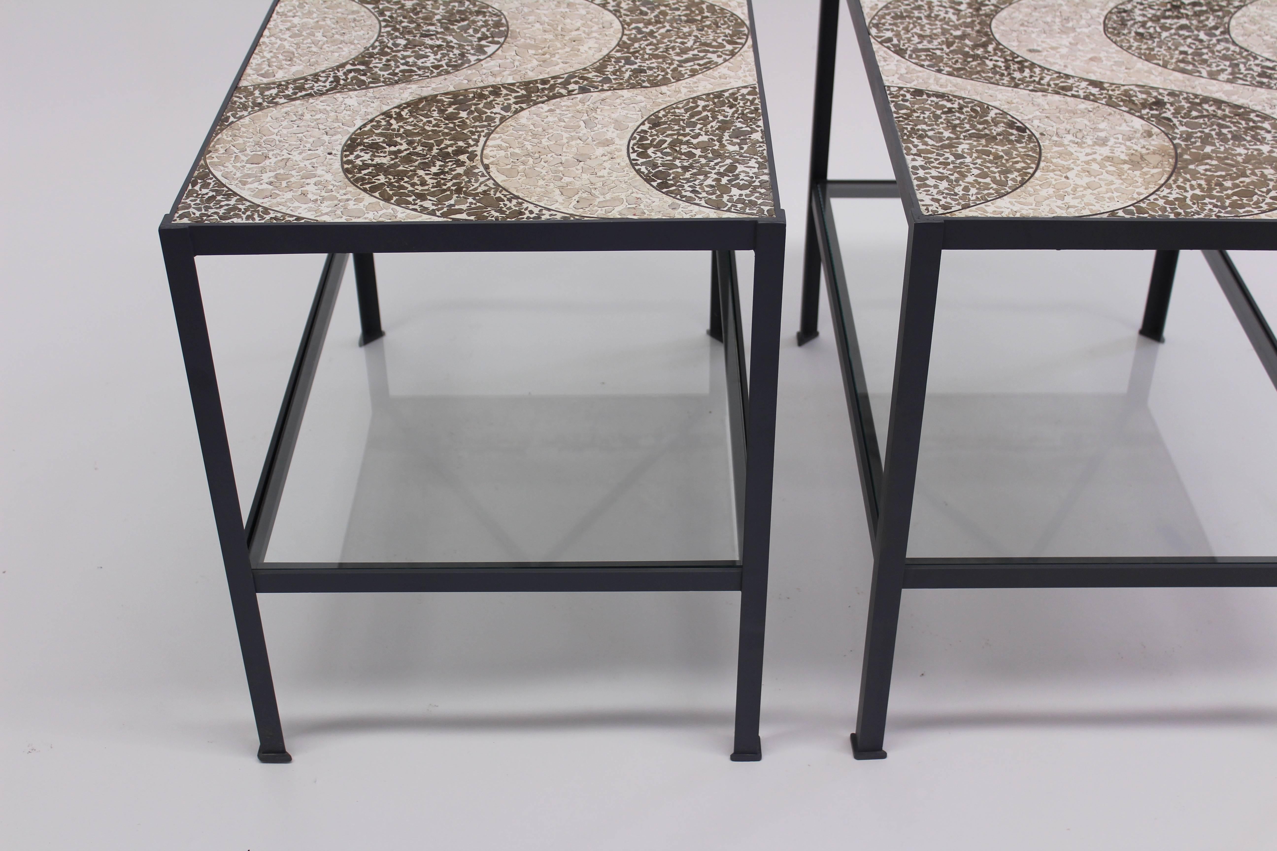 Vintage Terrazzo Top Tables with Refinished Bases In Excellent Condition In Los Angeles, CA