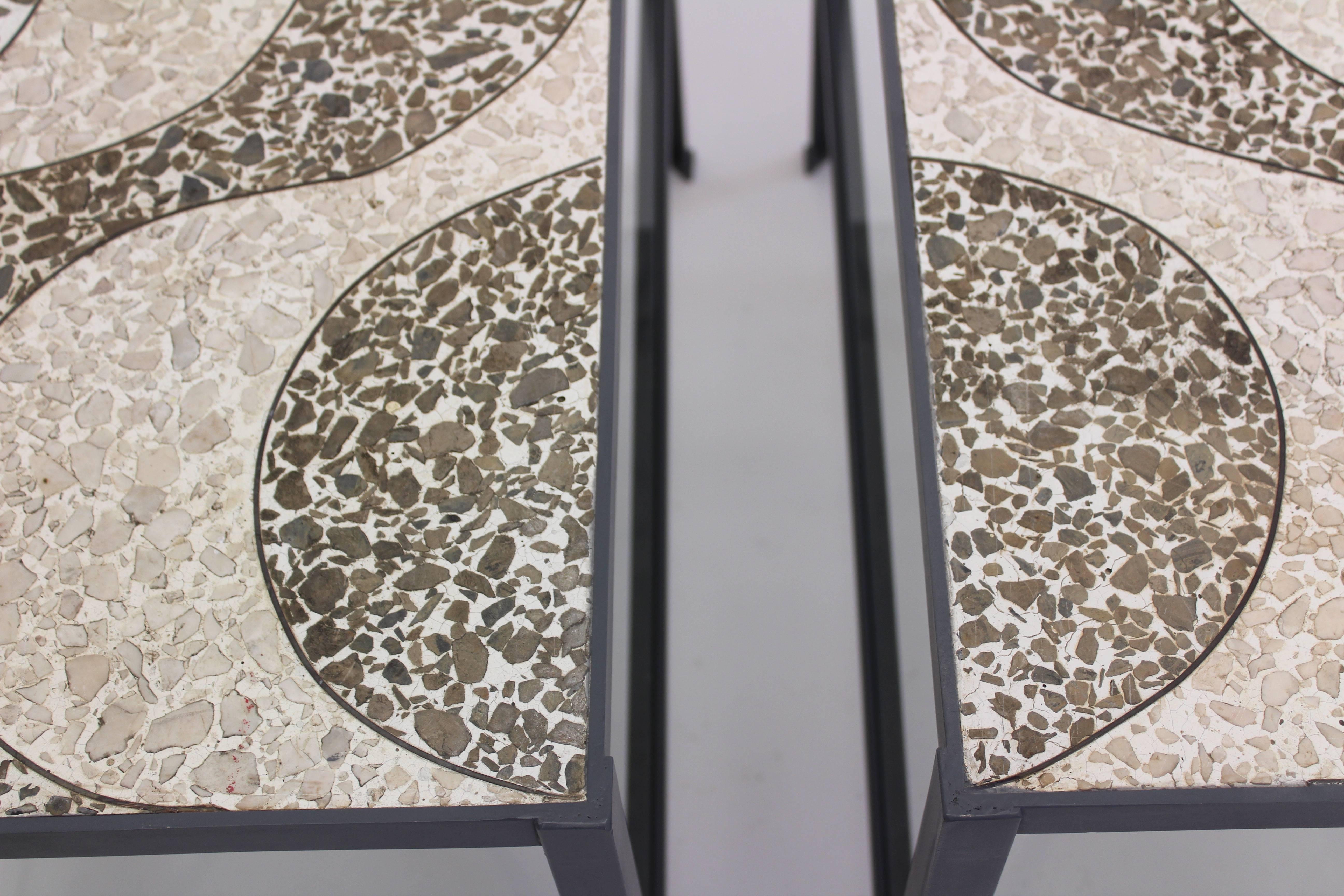 French Vintage Terrazzo Top Tables with Refinished Bases