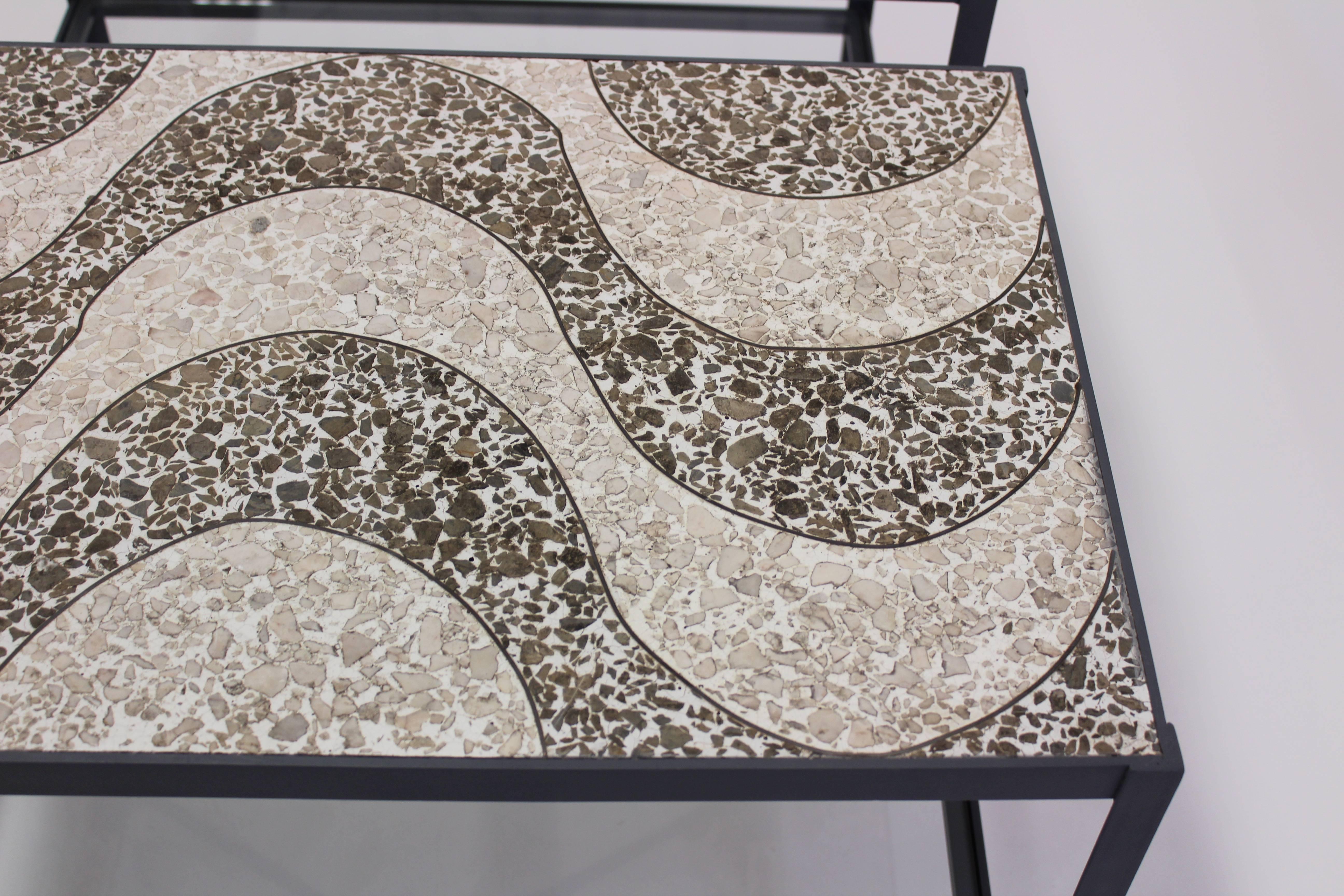 Metal Vintage Terrazzo Top Tables with Refinished Bases