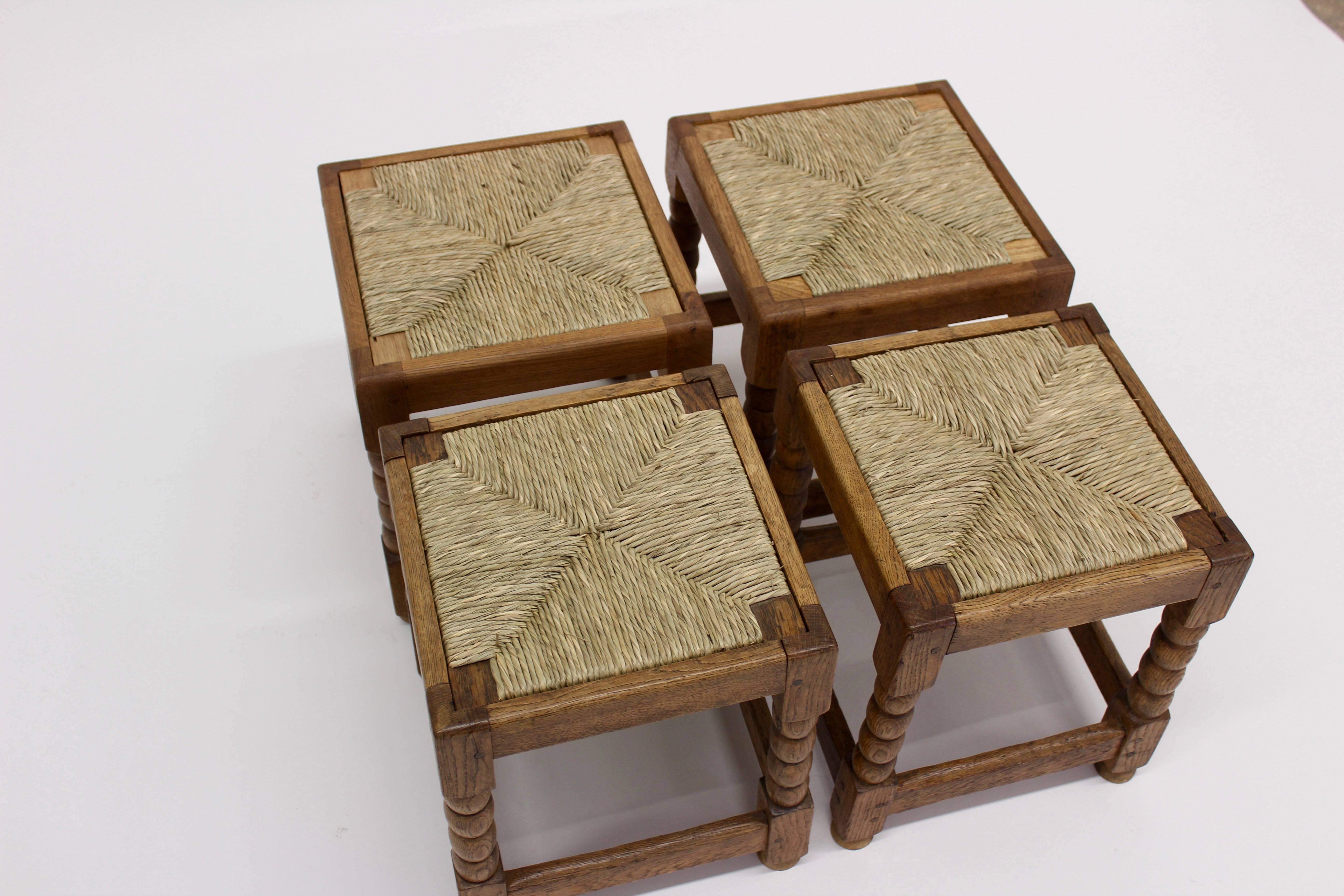 Arts and Crafts Pair of English Arts & Crafts Rush Small Stools