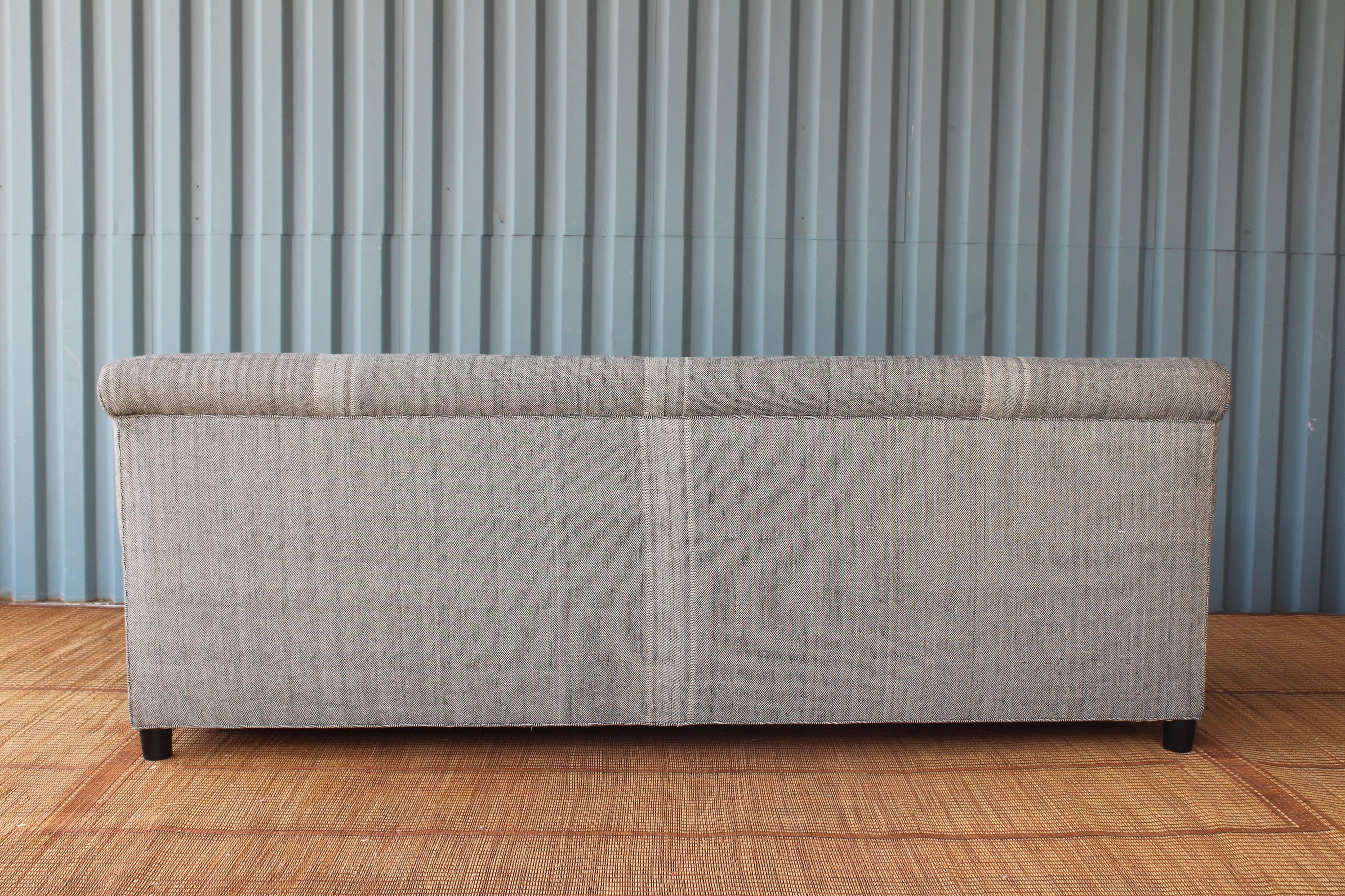 American Sofa in Hand-Loomed Herringbone Textiles