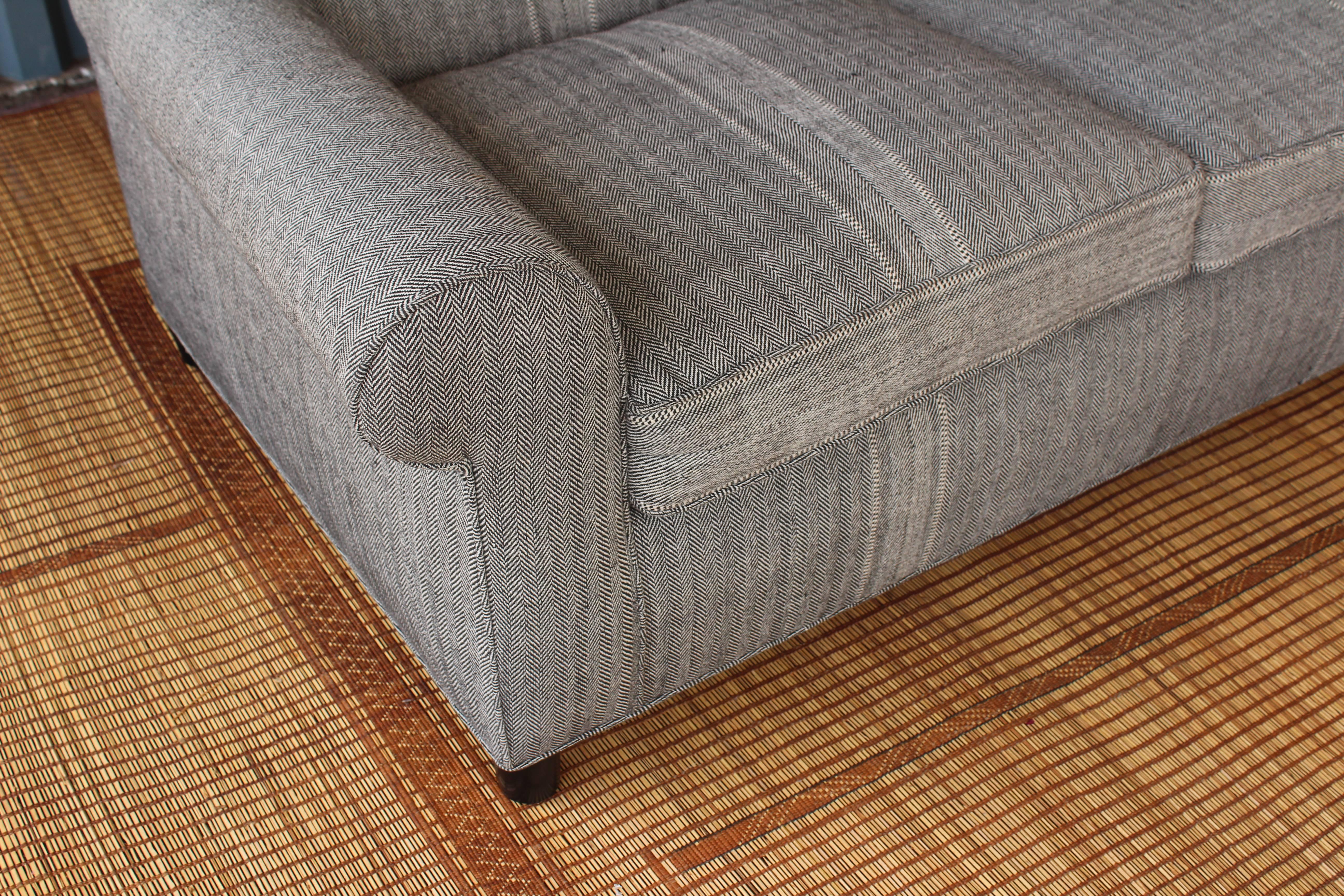 Cotton Sofa in Hand-Loomed Herringbone Textiles