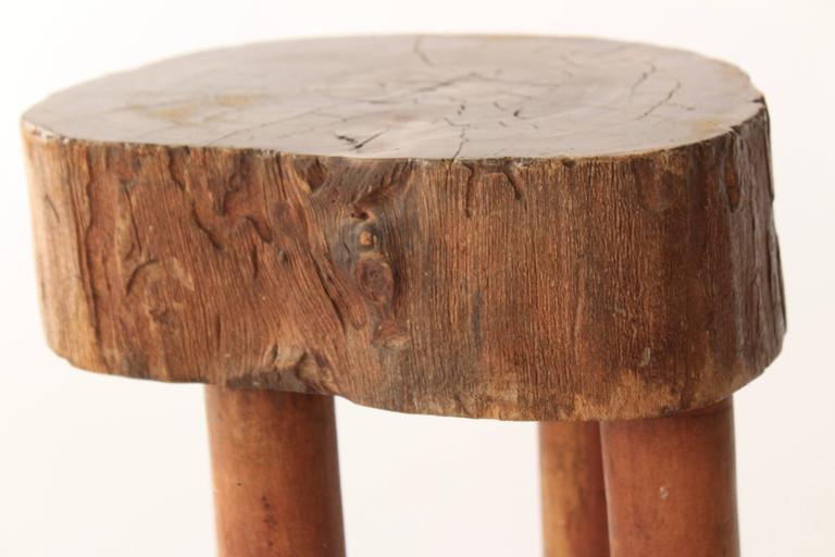 Vintage French Wood Stump Stool at 1stDibs