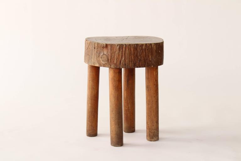 Vintage French Wood Stump Stool at 1stDibs