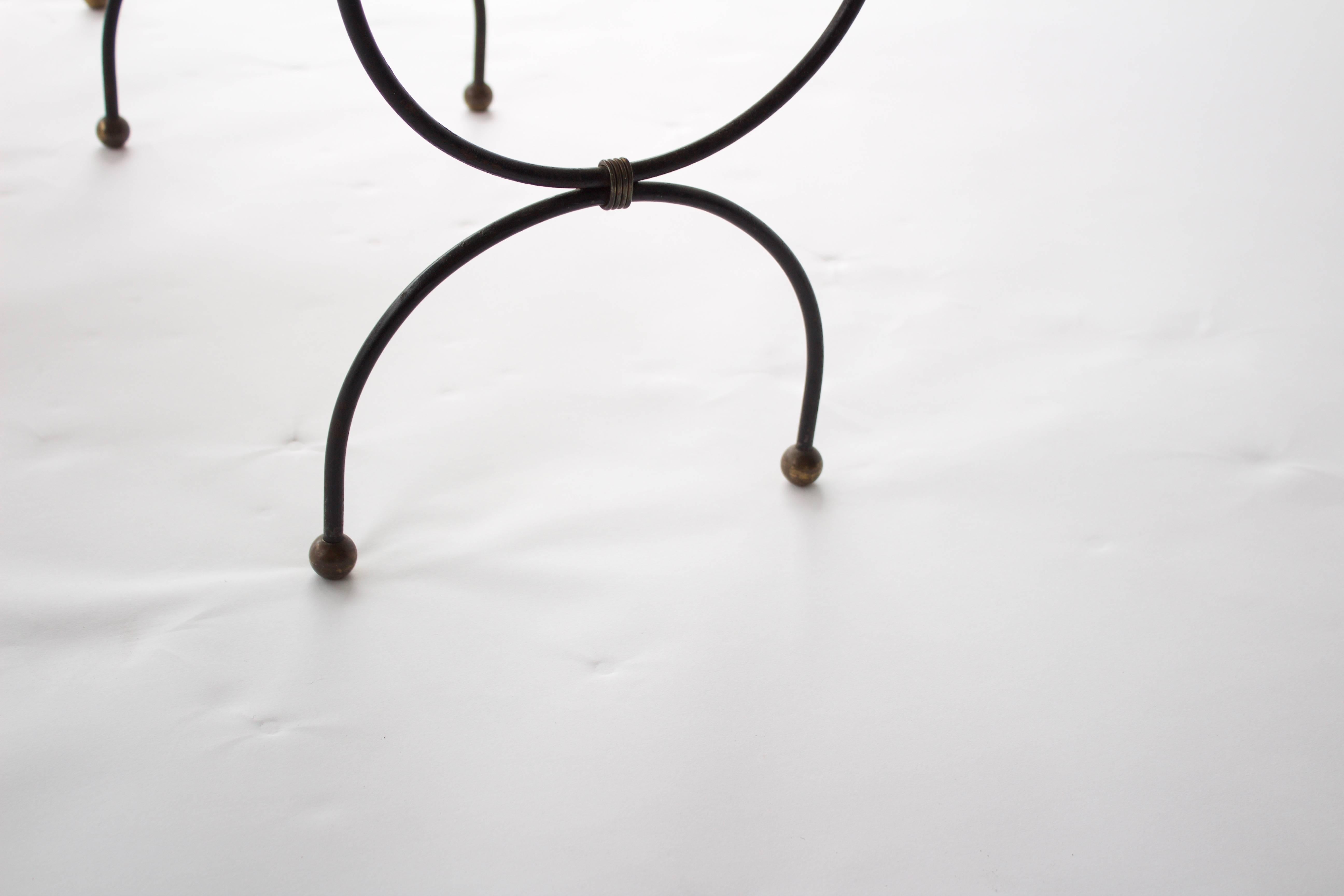 Mid-20th Century French 1950s Iron and Antiqued Mirror Nesting Tables