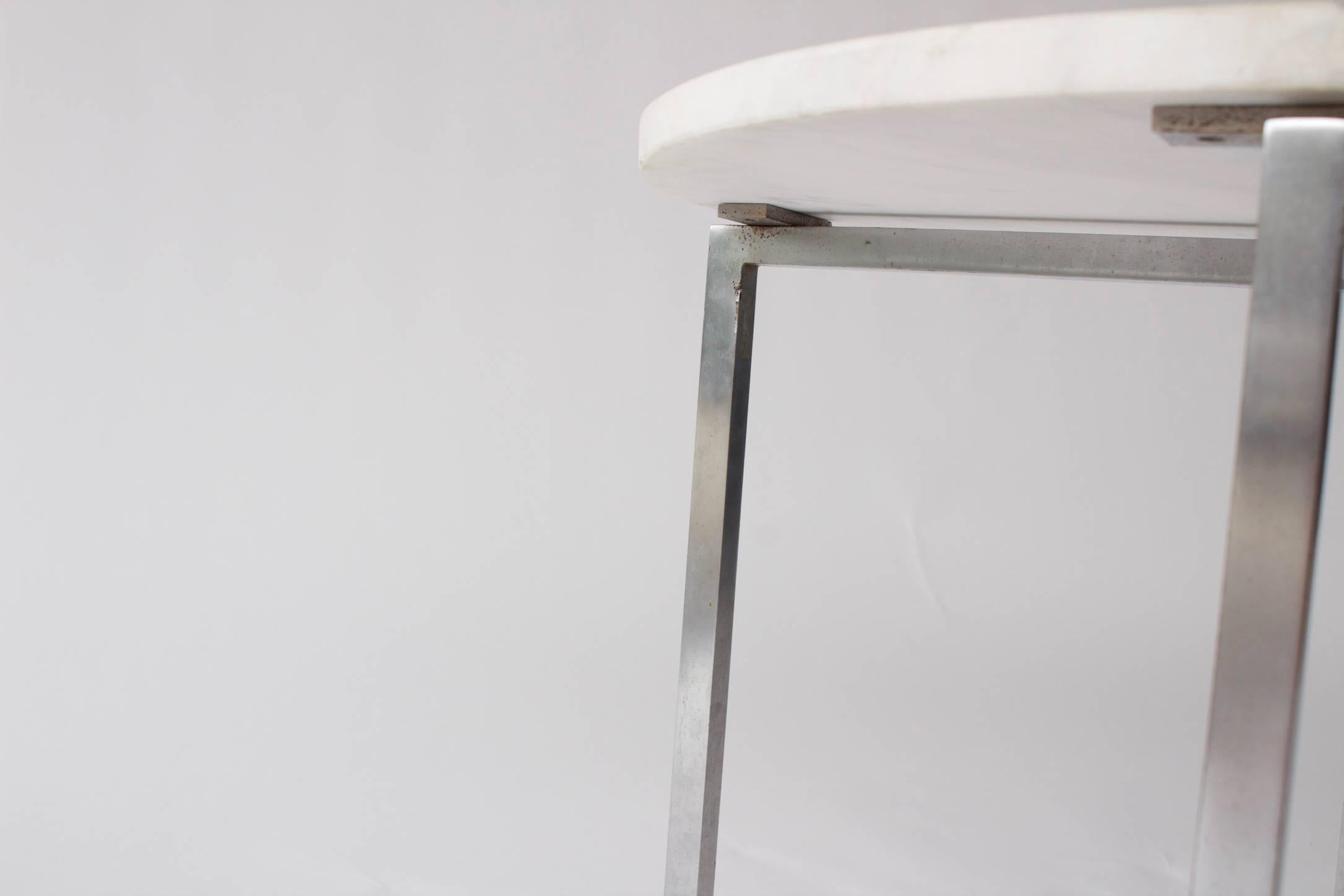 Vintage Knoll Attributed Marble and Metal Side Table In Excellent Condition In Los Angeles, CA