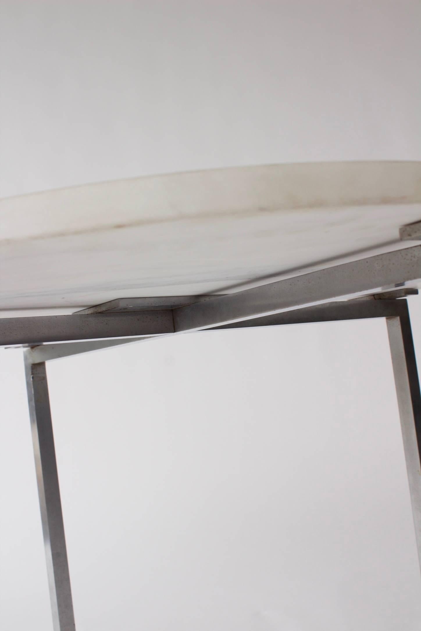 Vintage Knoll Attributed Marble and Metal Side Table 1