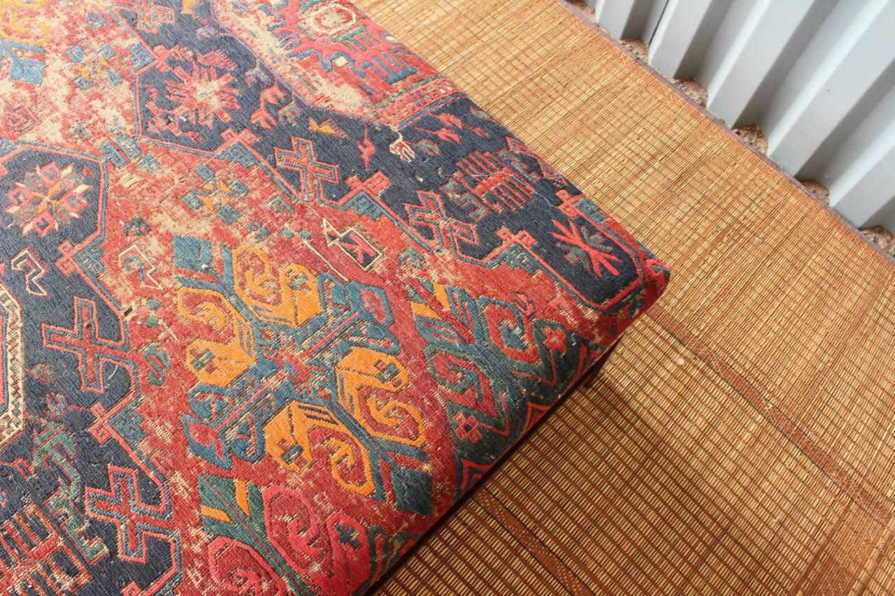 Contemporary Lexington Ottoman with Vintage Rug Upholstery