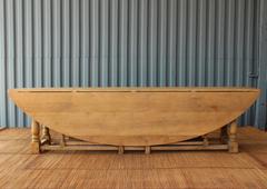 Giant Solid Oak French Drop-Leaf Table