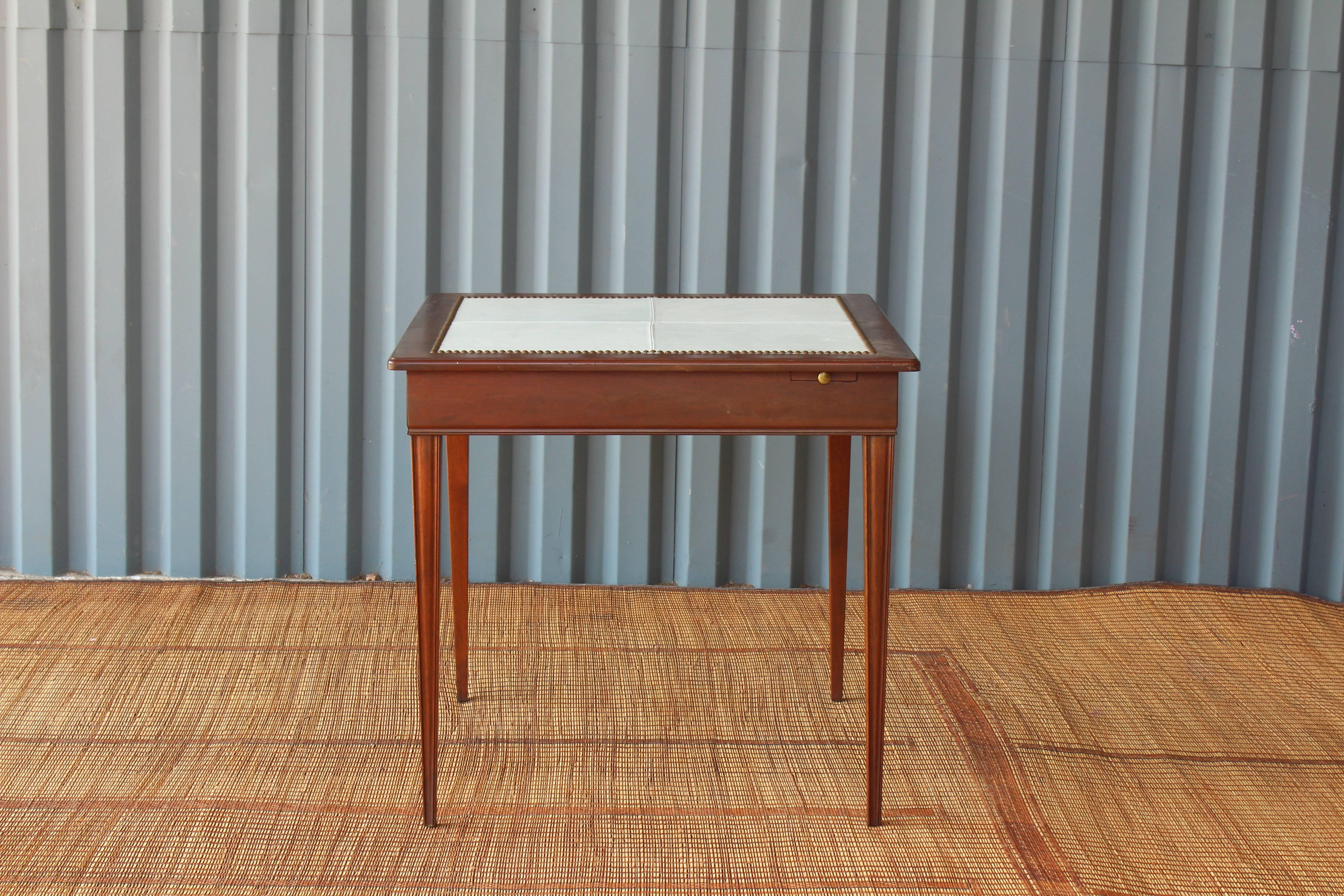 Mid-20th Century Leather Top Game Table and Chairs