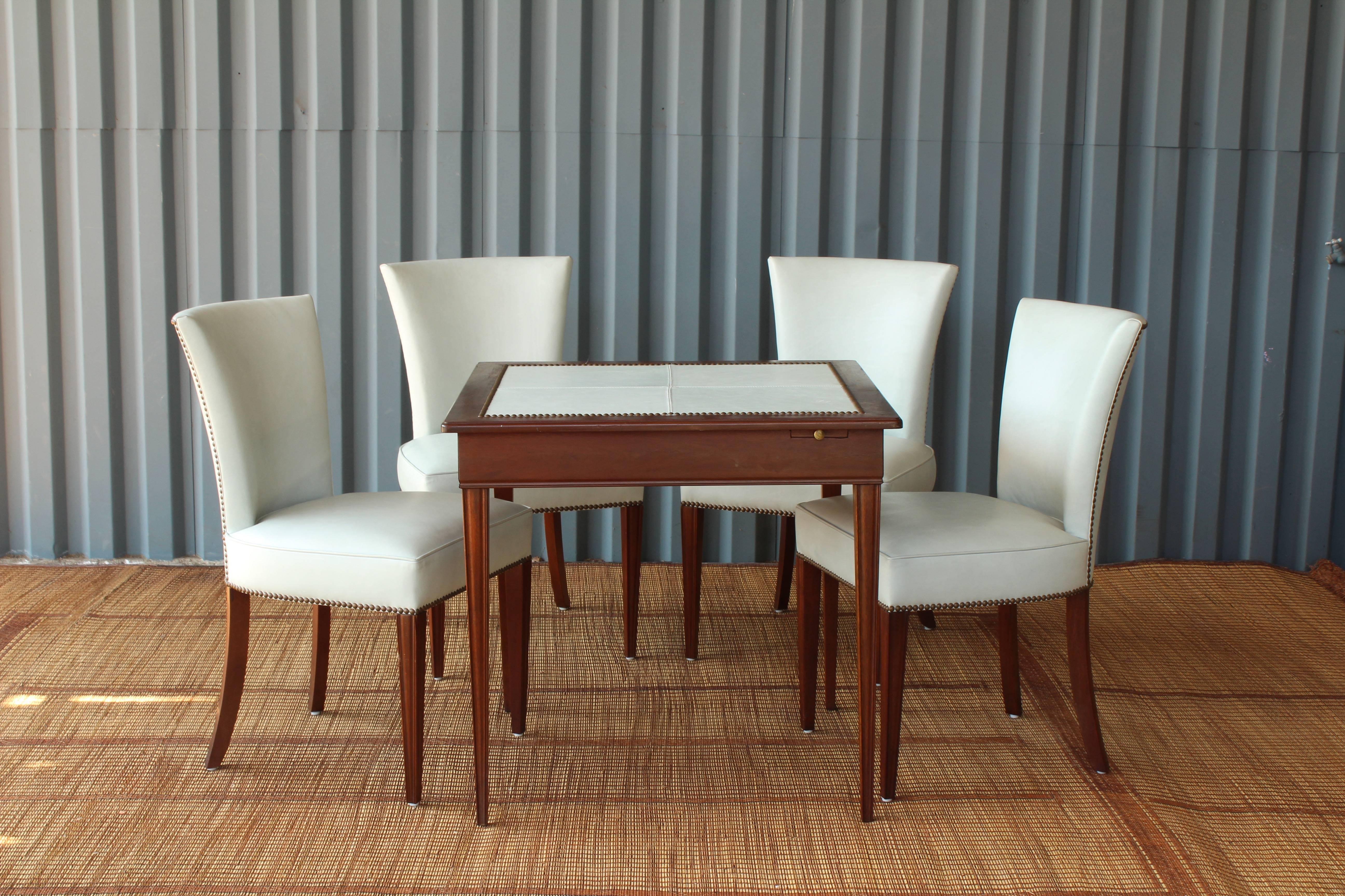 Leather Top Game Table and Chairs 3