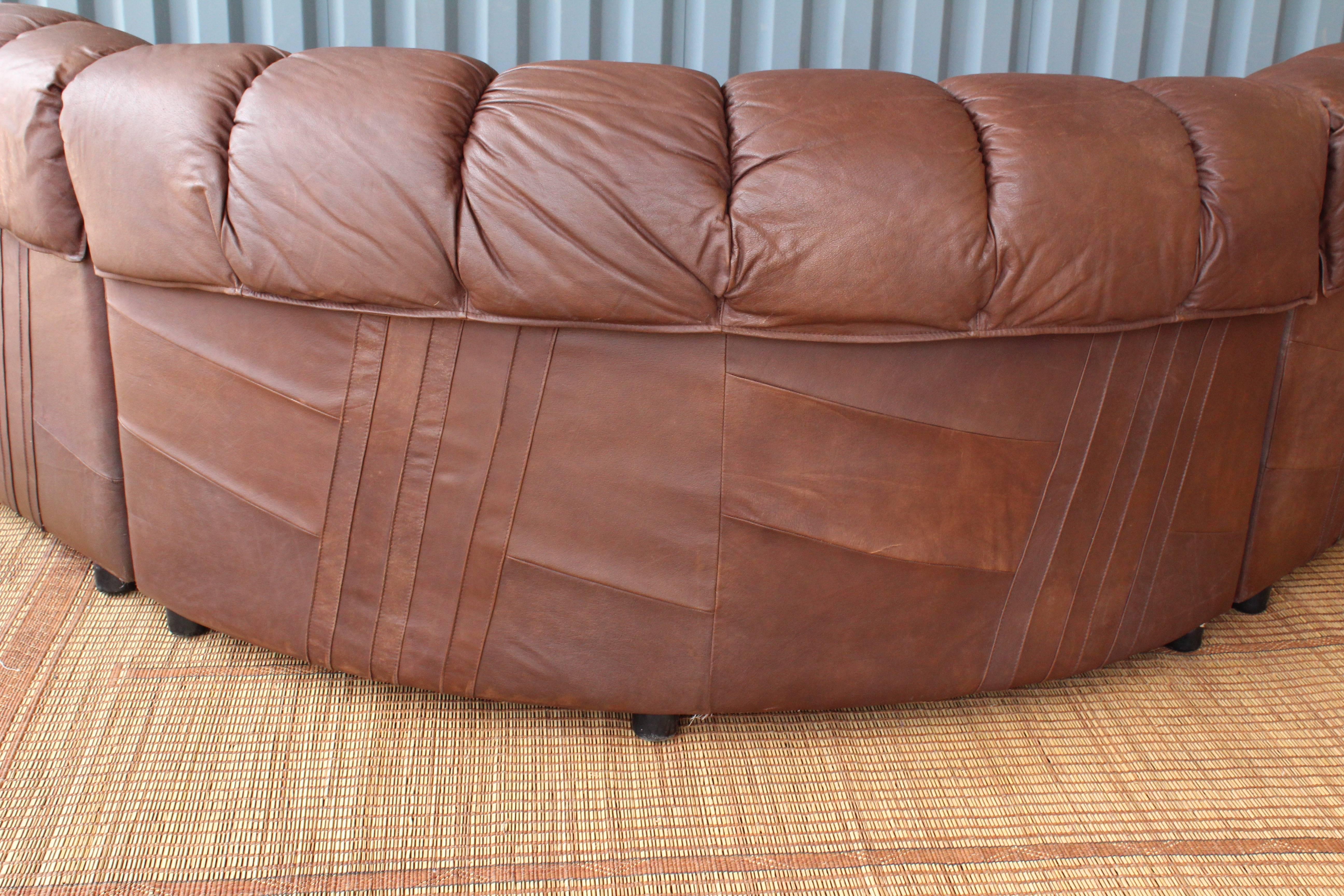 1970s Genuine Leather Sectional Sofa 1