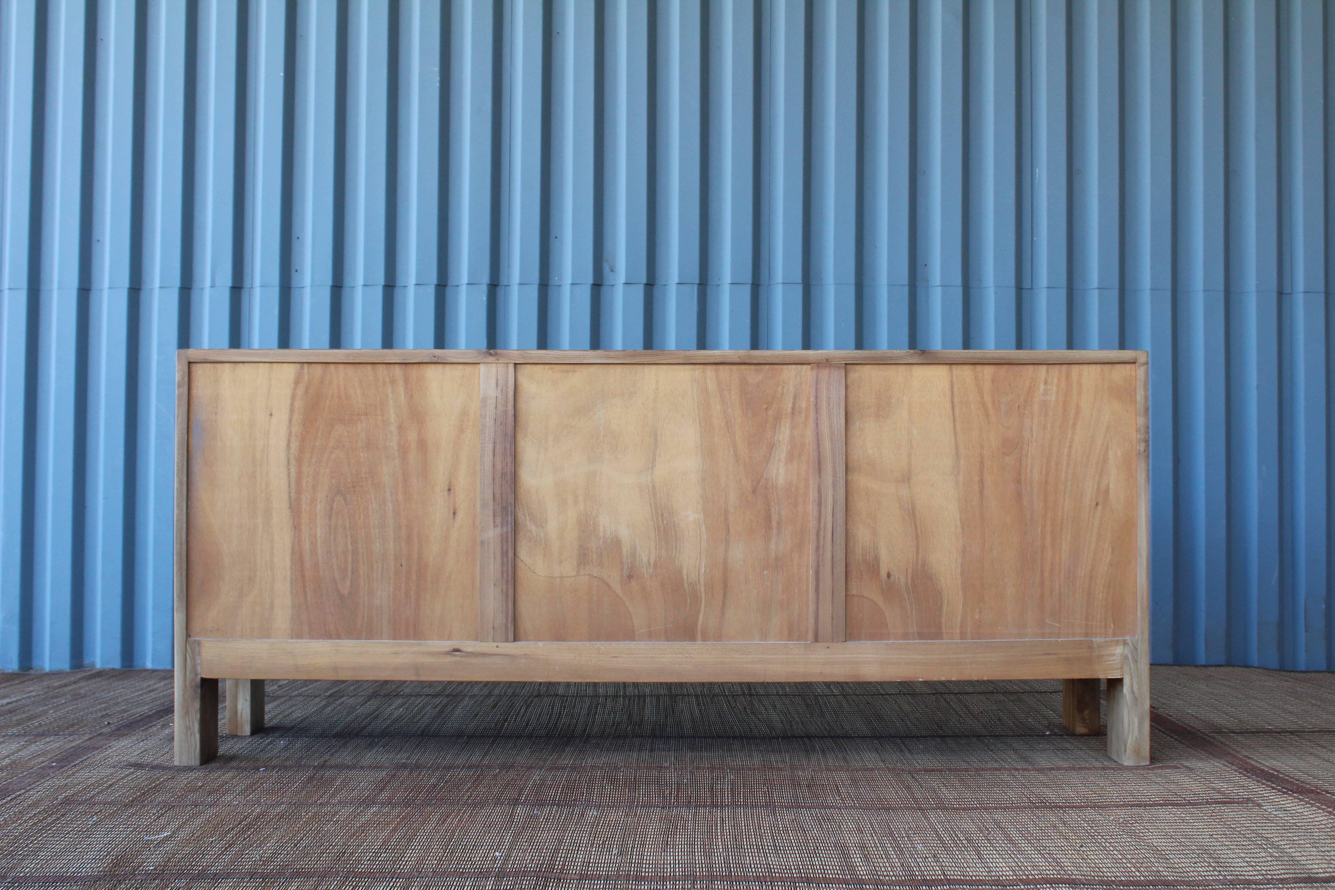 French 1960s Solid Elm Credenza by Maison Regain 4