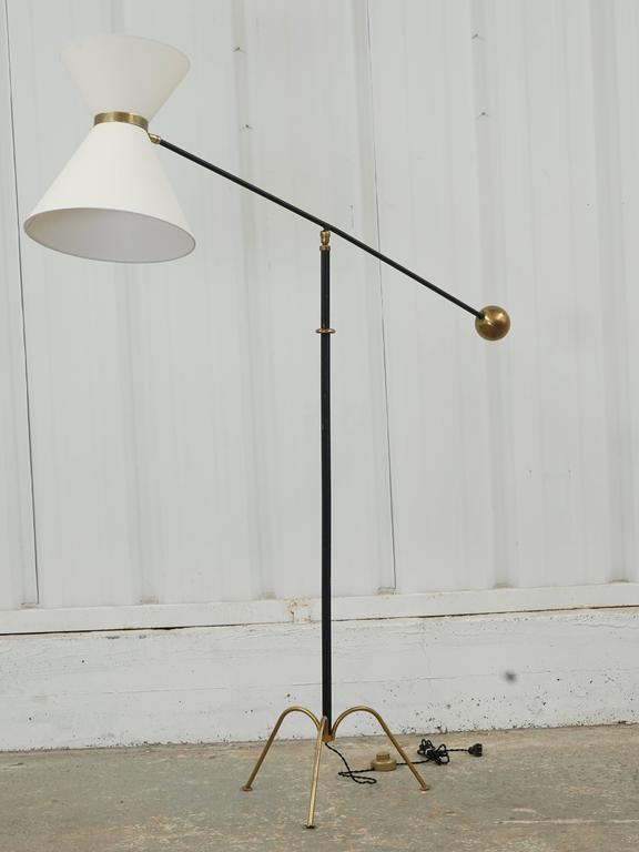 Iron Counterweight Floor Lamp with Brass Base and Weight at 1stDibs | floor  lamp weight, counterweight lamp, floor lamp base weight