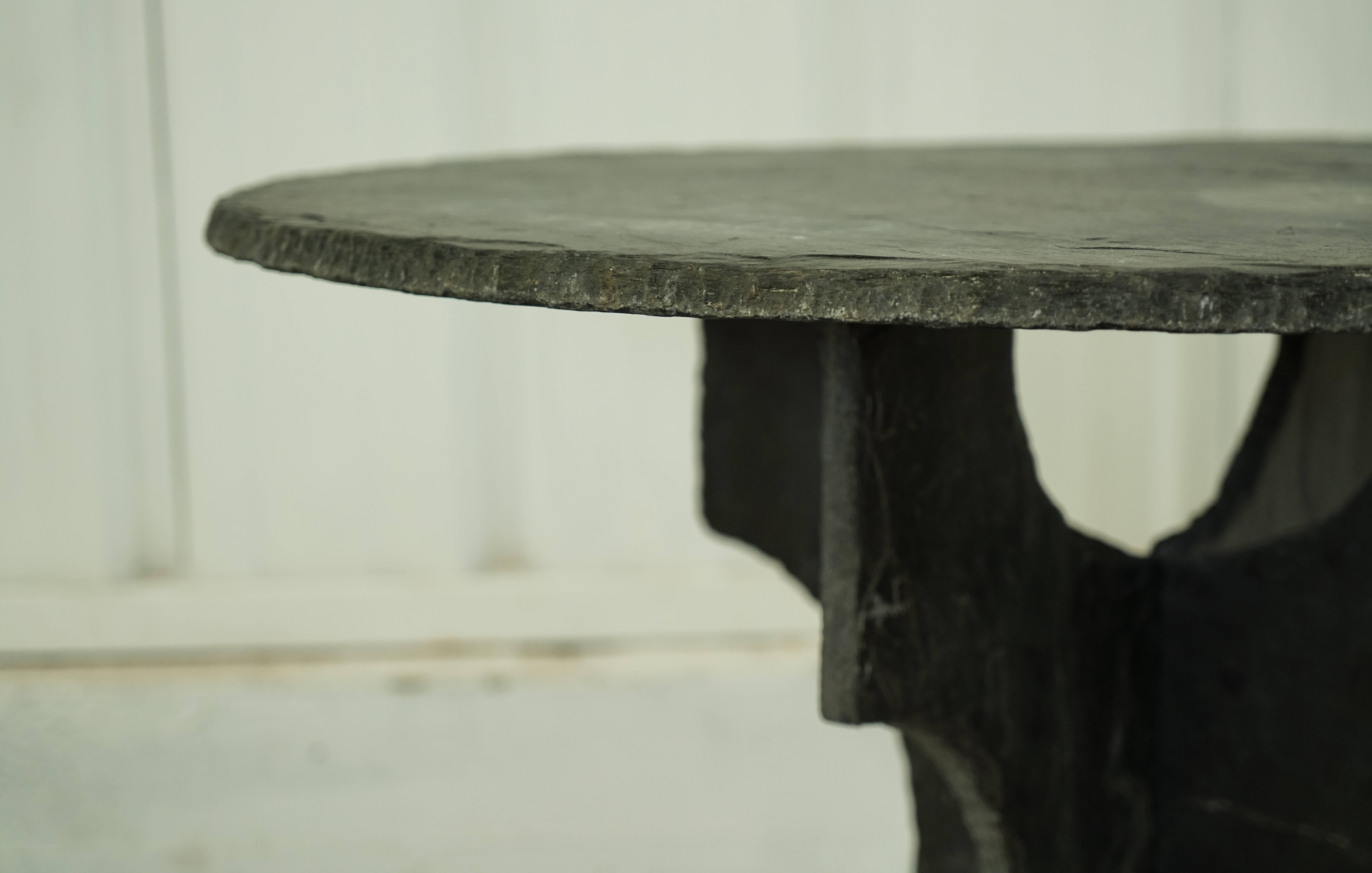 1900s French Round Slate Table 1