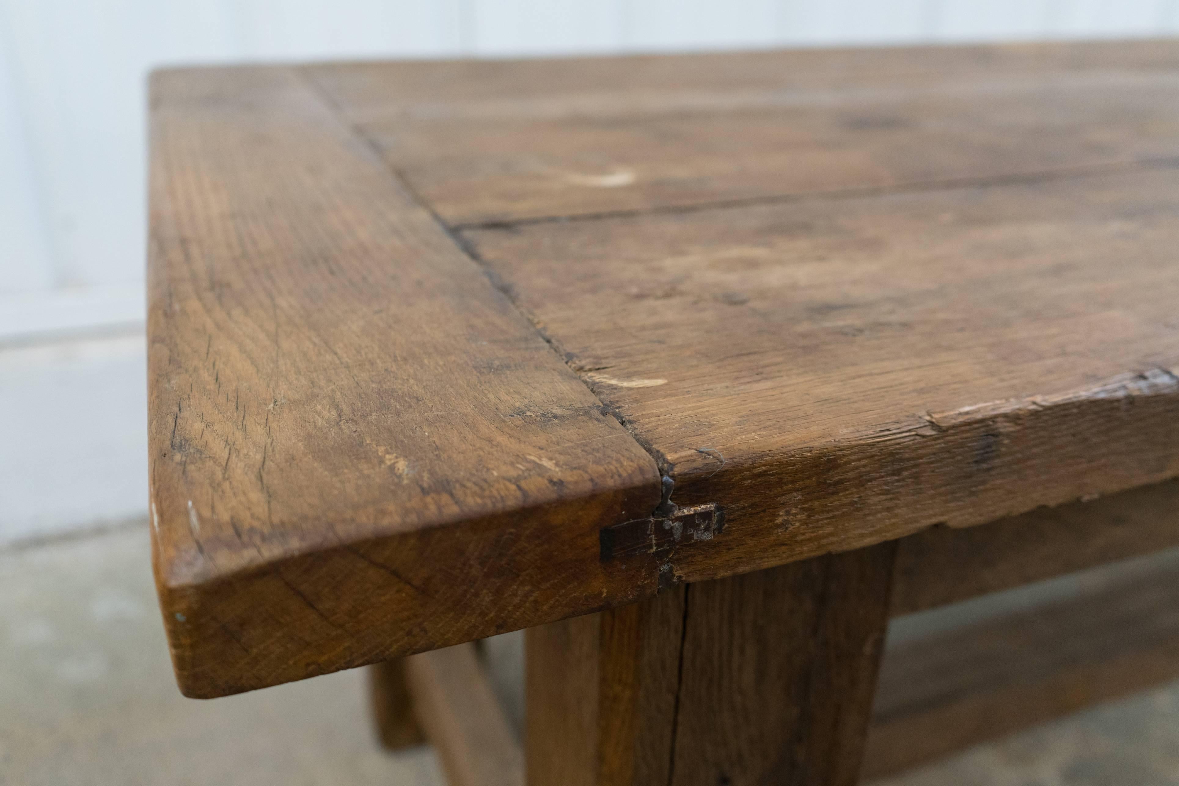 Original French, 1900 Oak Plank Dining Table 6