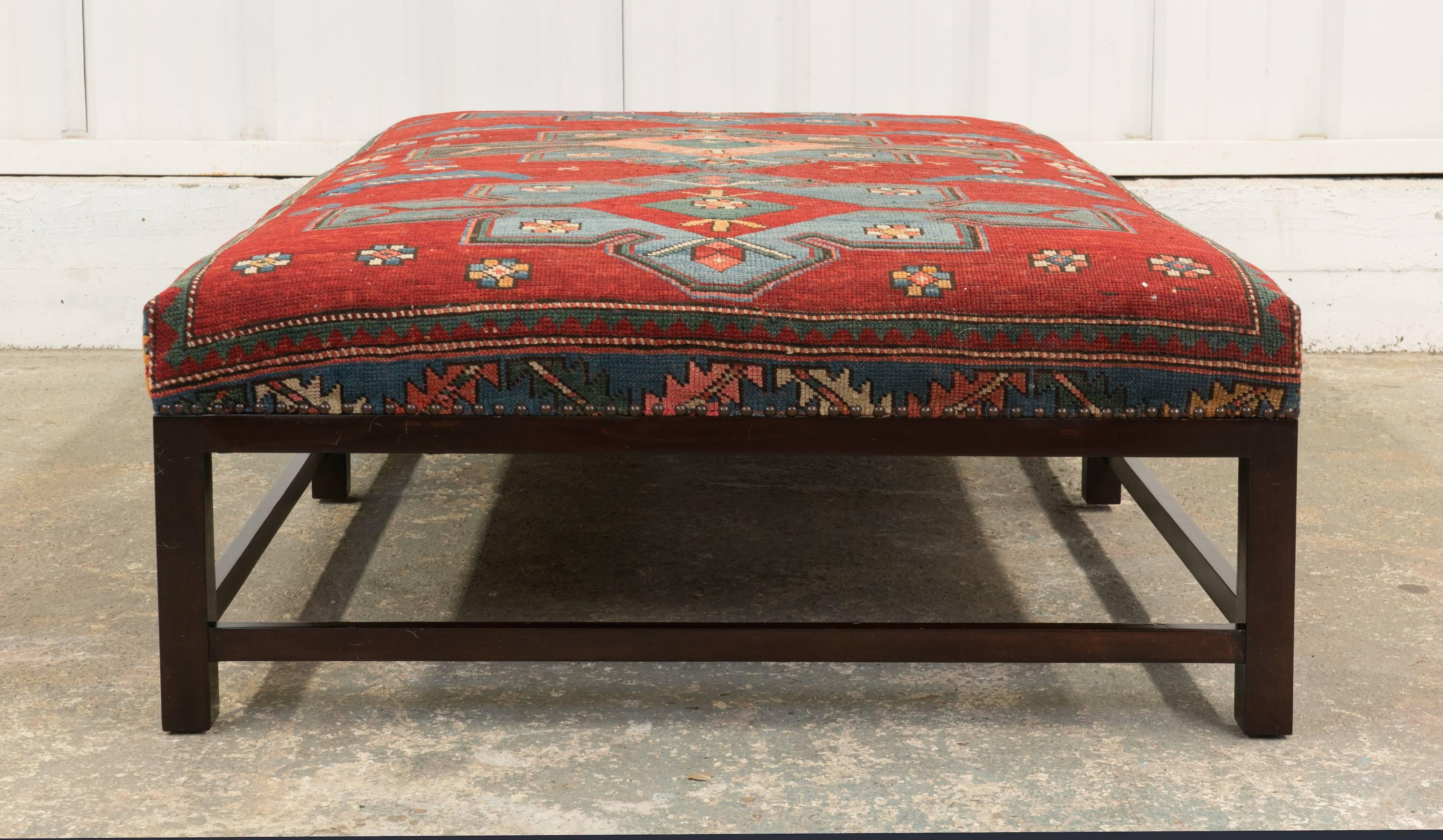 American Hollywood at Home Lexington Ottoman with Vintage Textile