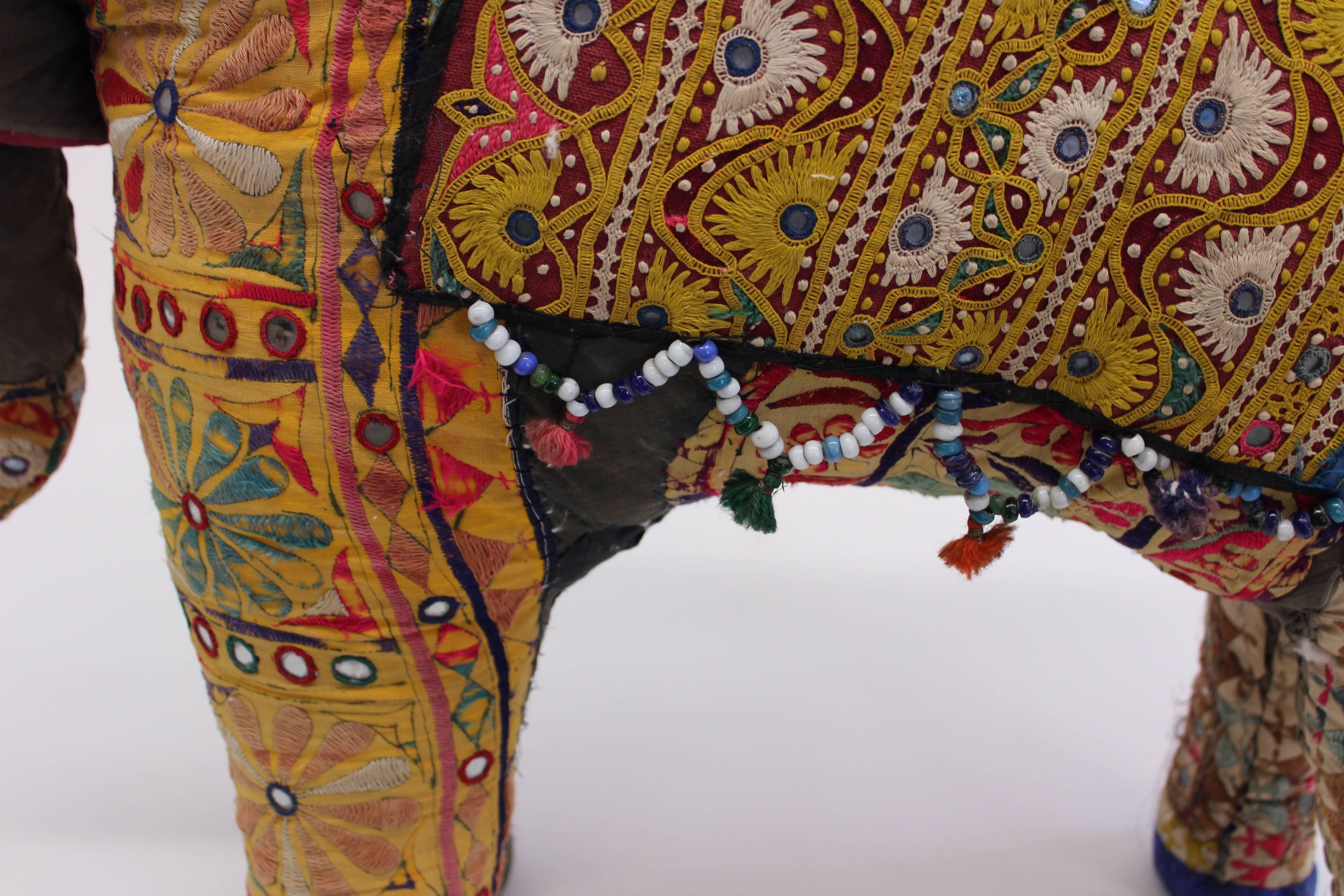 Oversized Vintage Stuffed Indian Elephant In Good Condition In Los Angeles, CA