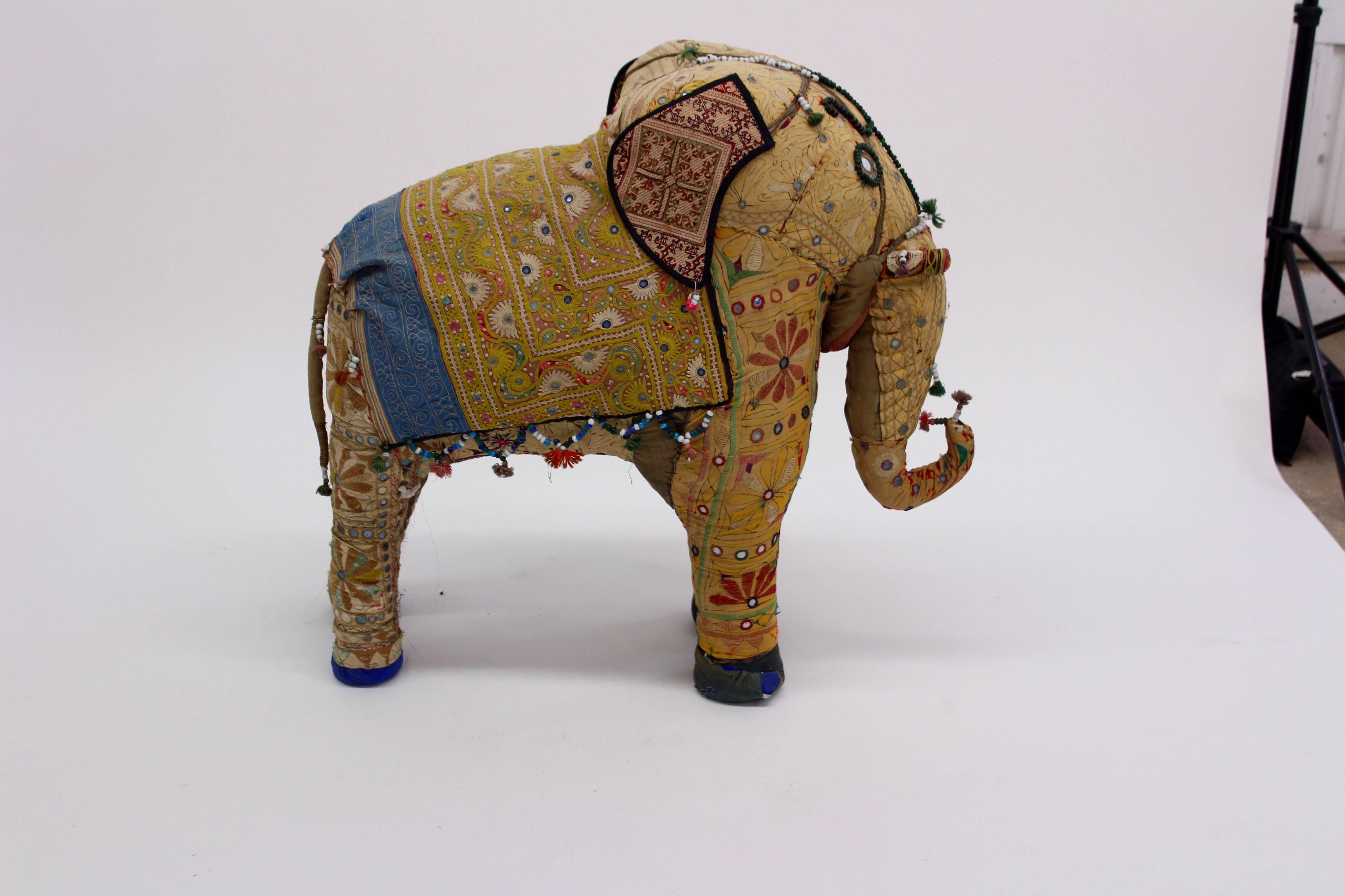 Mid-20th Century Oversized Vintage Stuffed Indian Elephant