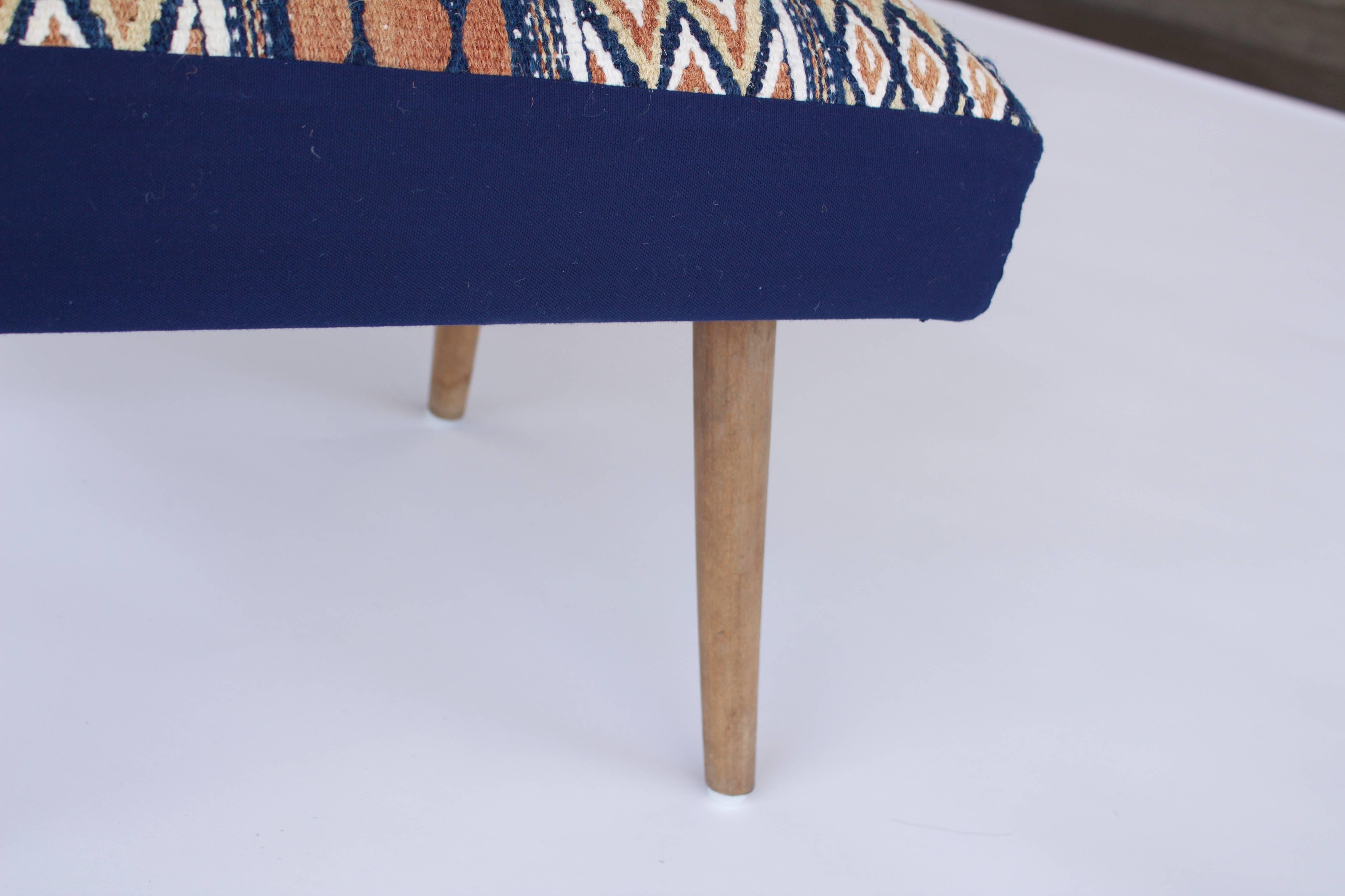 Pair of Vintage French Stools with Vintage African Textile 1