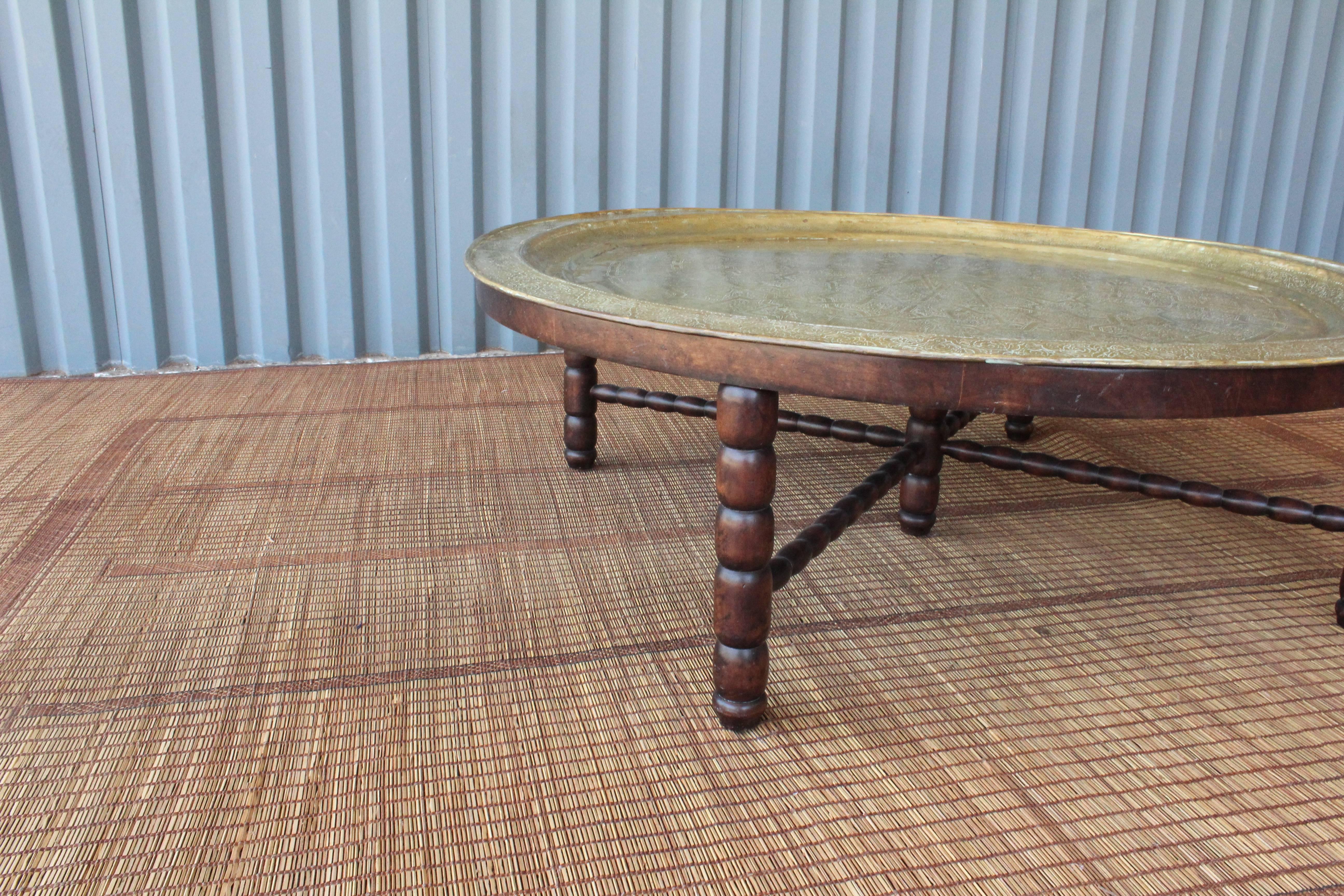 20th Century Vintage Brass Tray Coffee Table