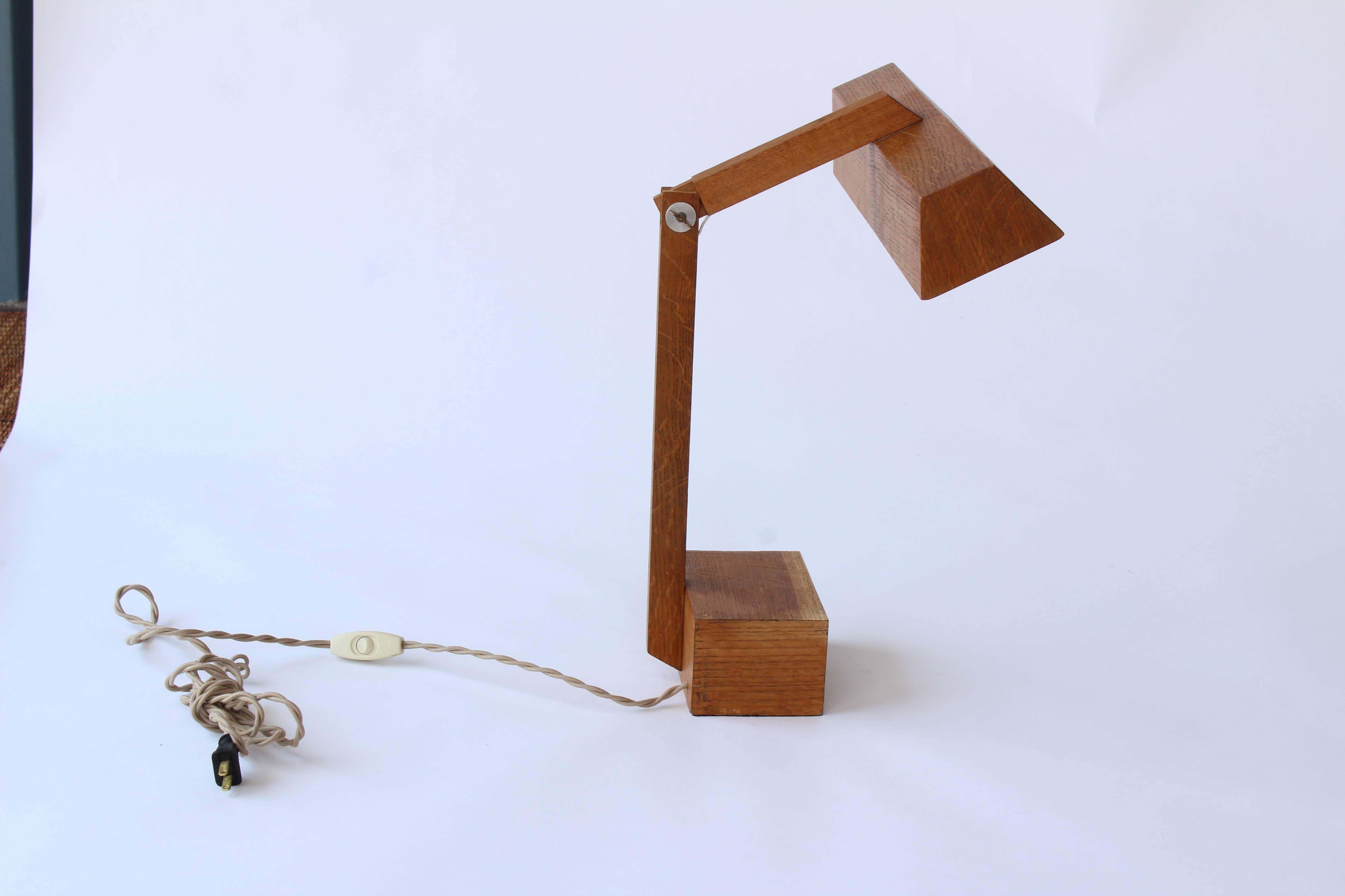 Mid-20th Century Vintage Adjustable Wooden French Desk Lamp
