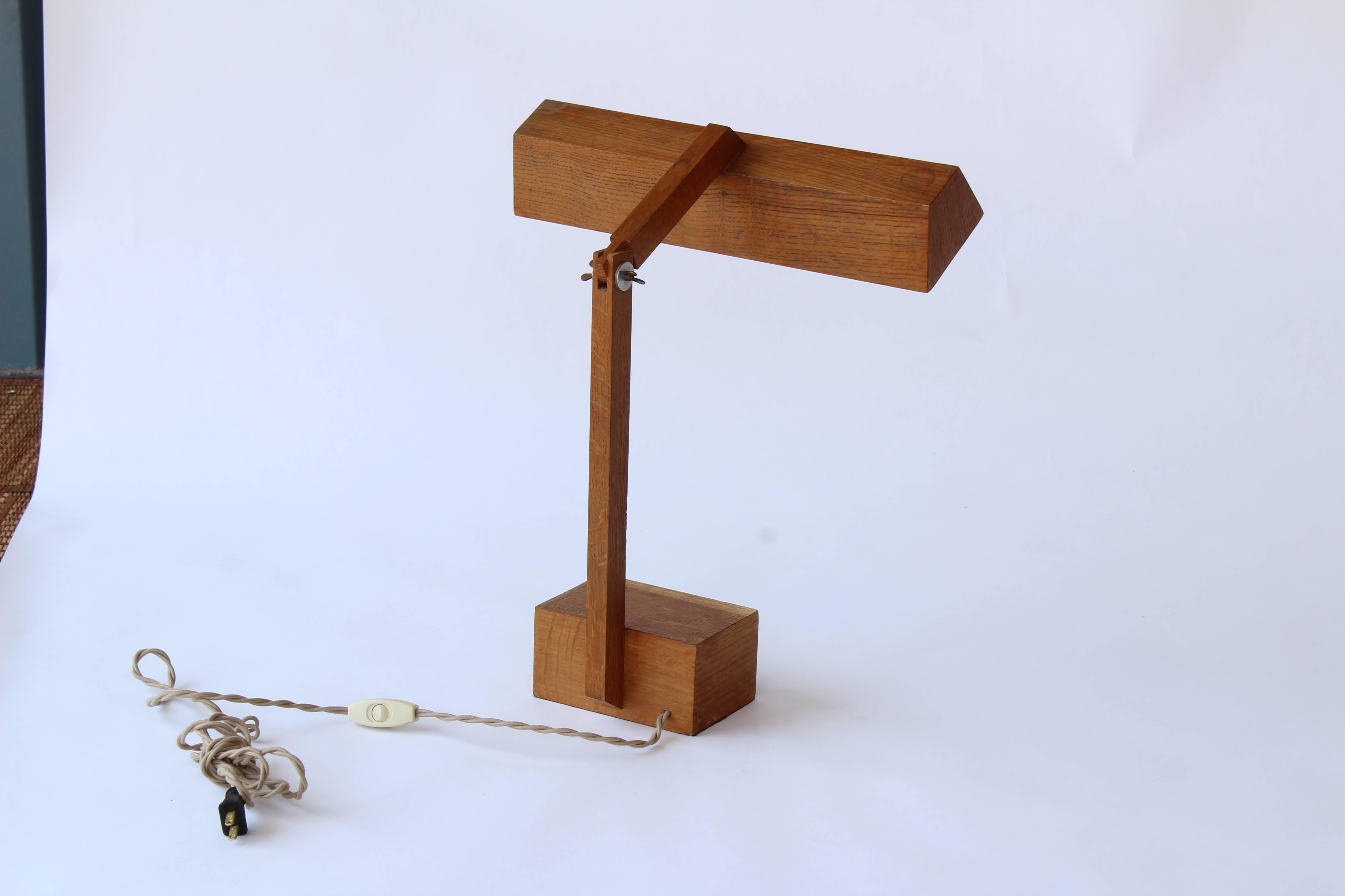 Vintage Adjustable Wooden French Desk Lamp 1