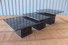 Set of 1970s Black Marble Nesting Tables