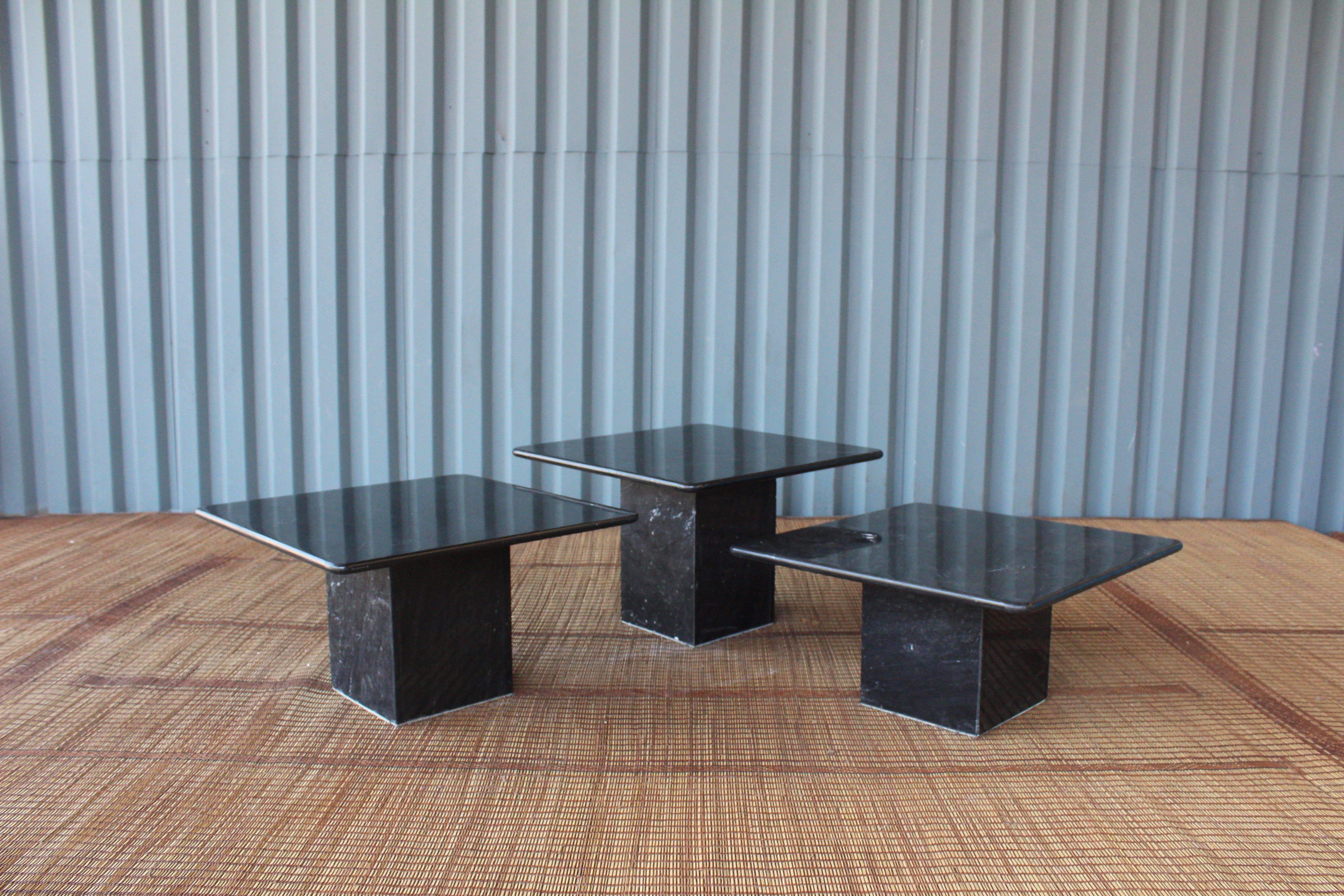 Modern Set of 1970s Black Marble Nesting Tables