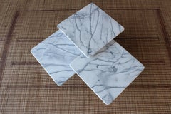 Set of 1970s White Marble Nesting Tables