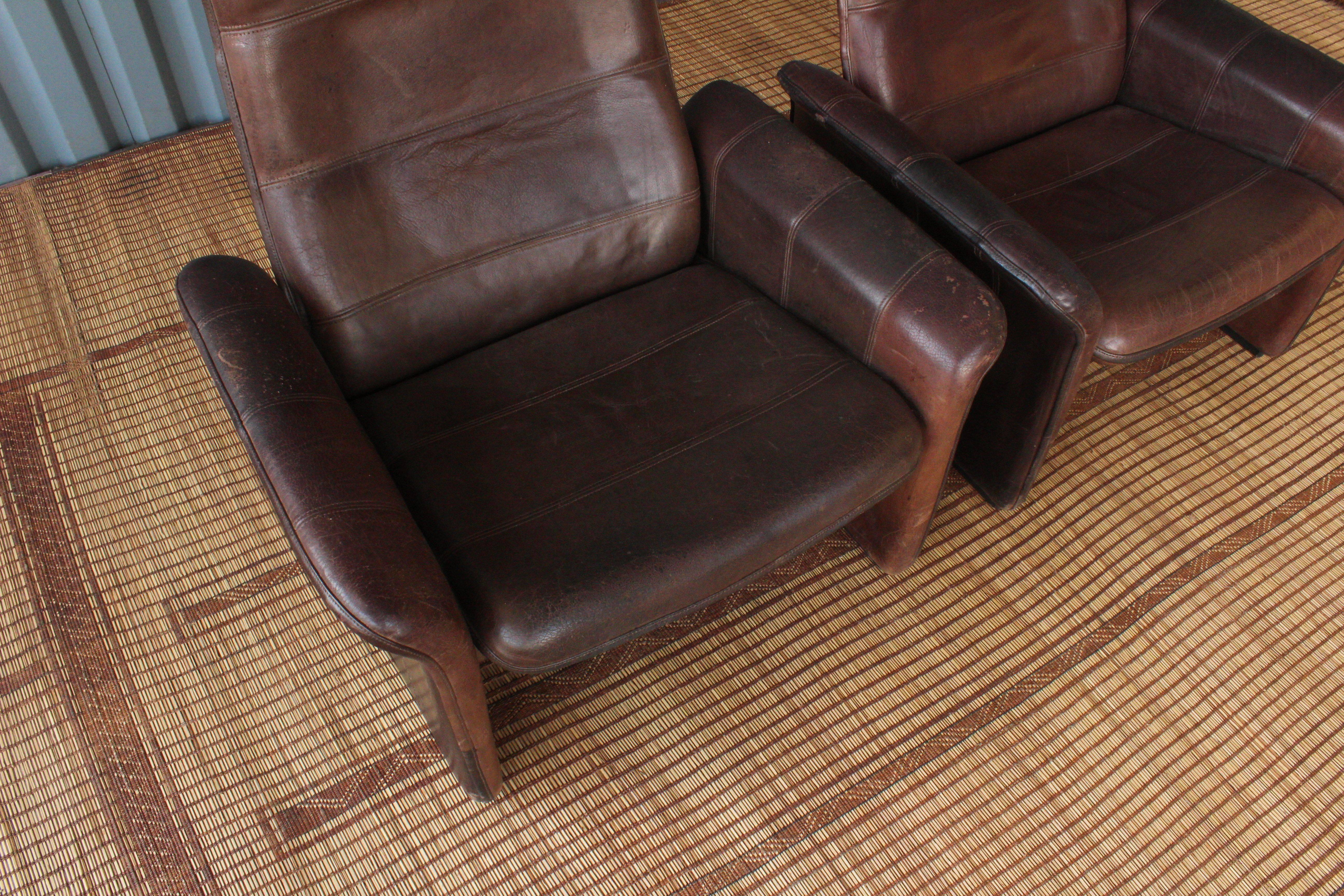 Late 20th Century Pair of Leather DS-50 De Sede Reclining Chairs