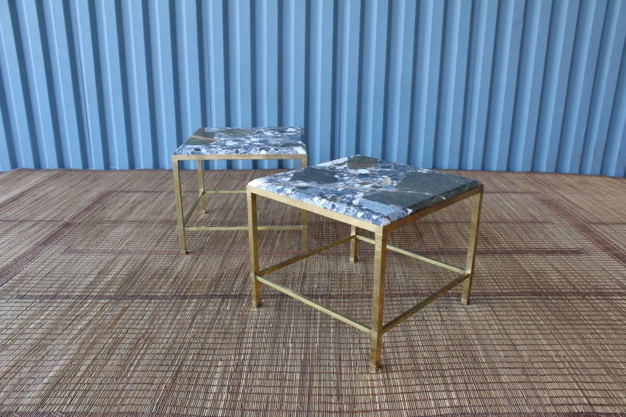 Mid-Century Modern Pair of Brass Tables by Maison Jansen, France