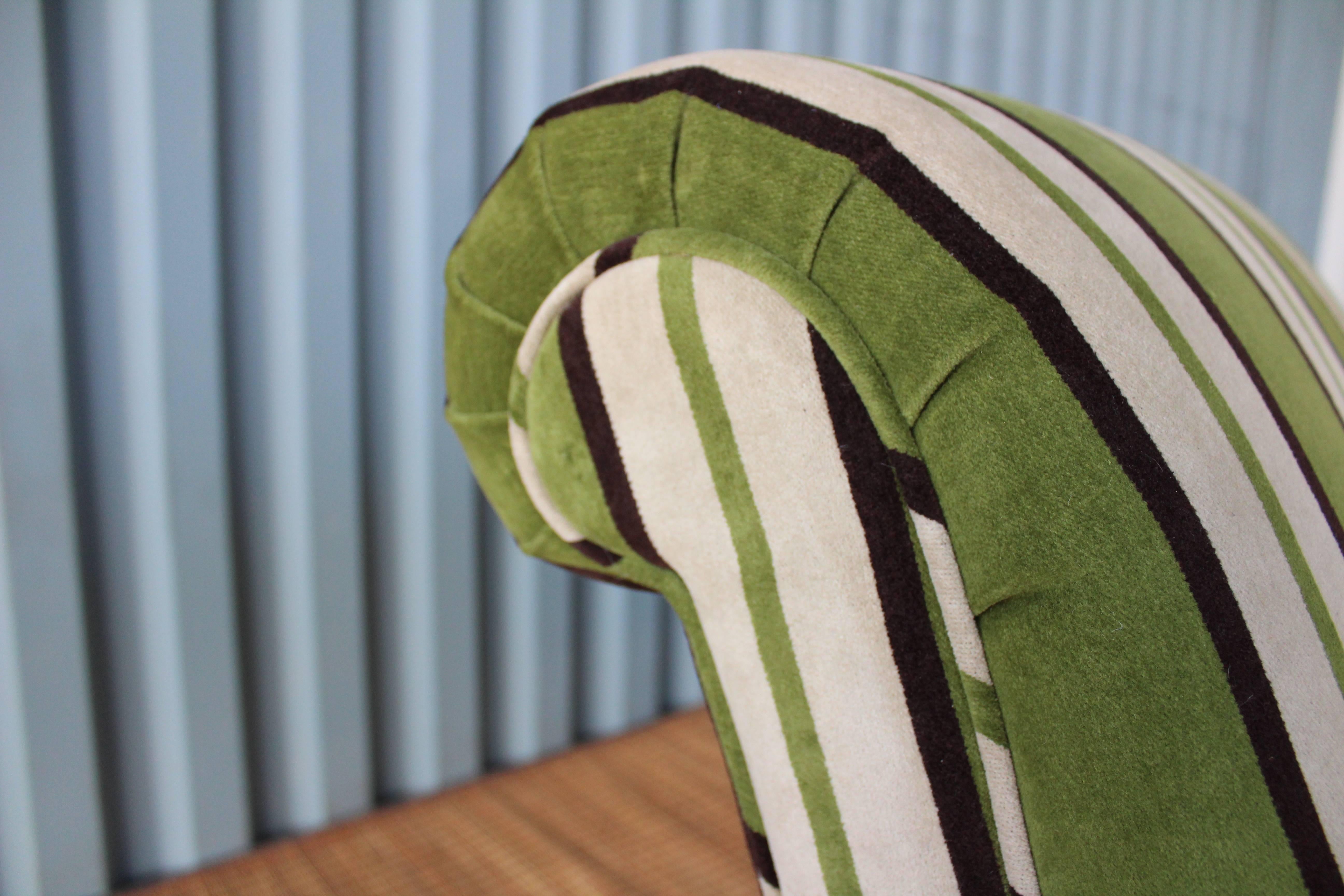 Pair of 1940s Velvet Striped Armchairs 6