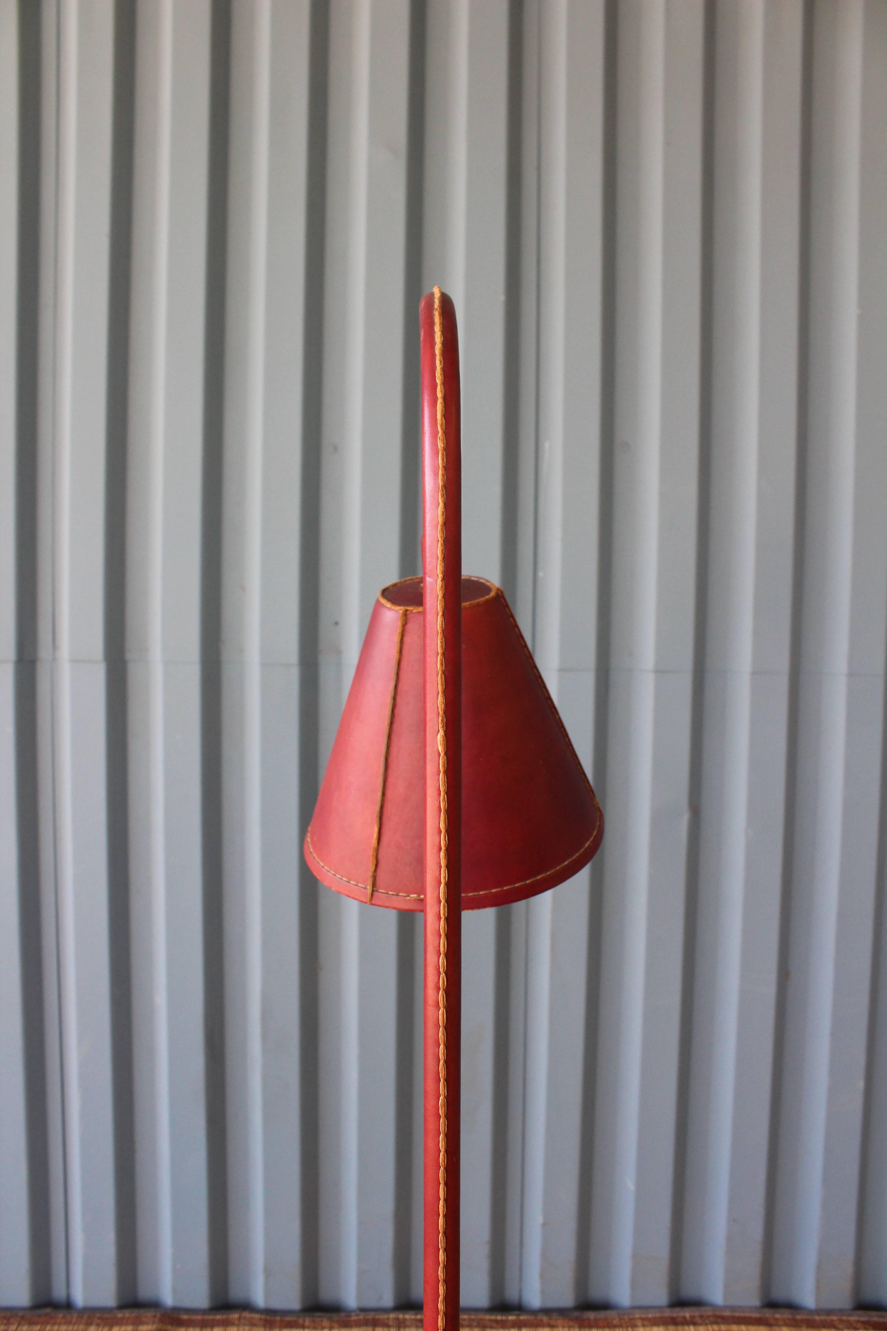 Jacques Adnet Leather Wrapped Floor Lamp 4