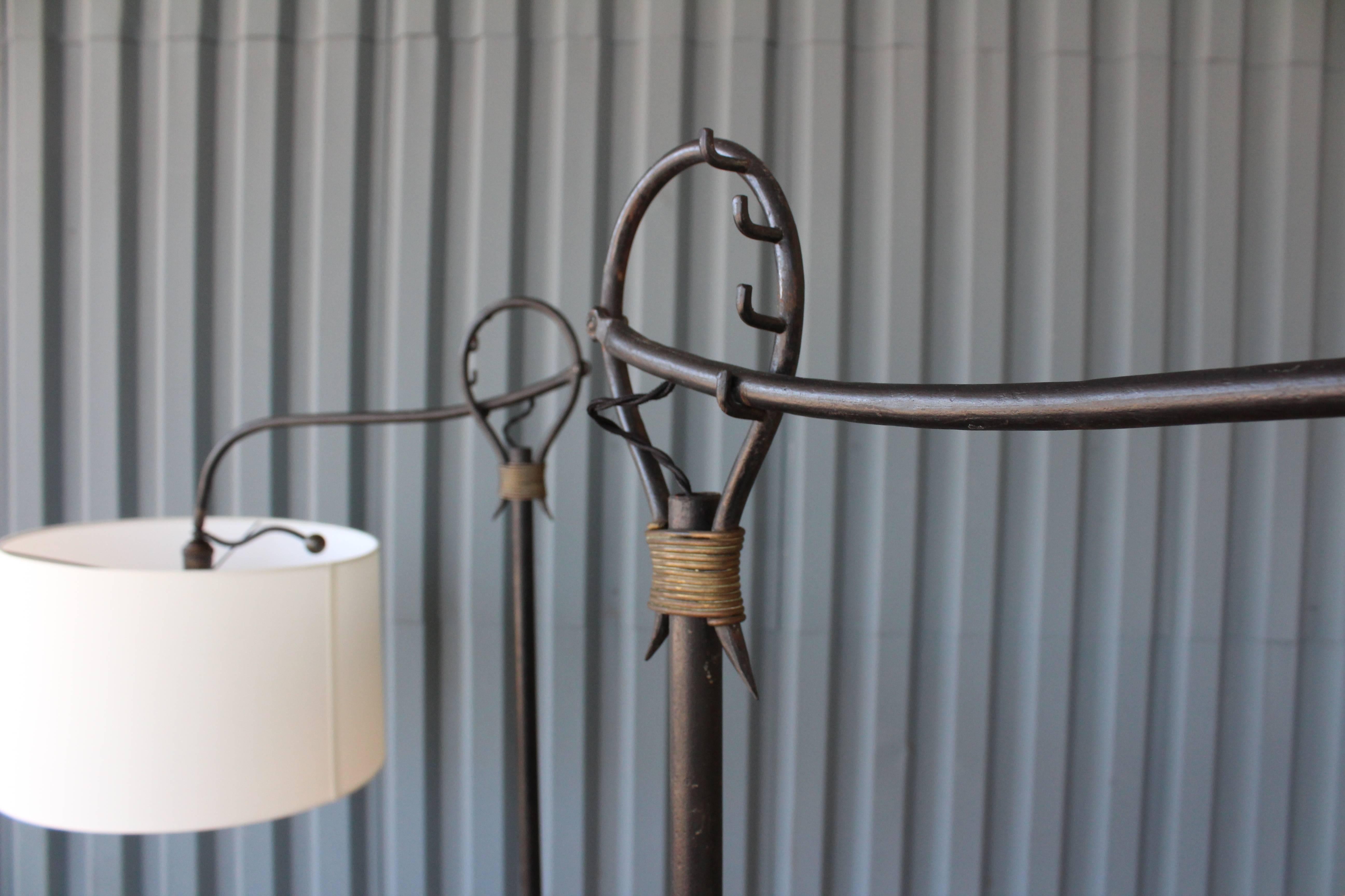1950s Iron Floor Lamp in the Style of Jean Royère, Pair Available 1