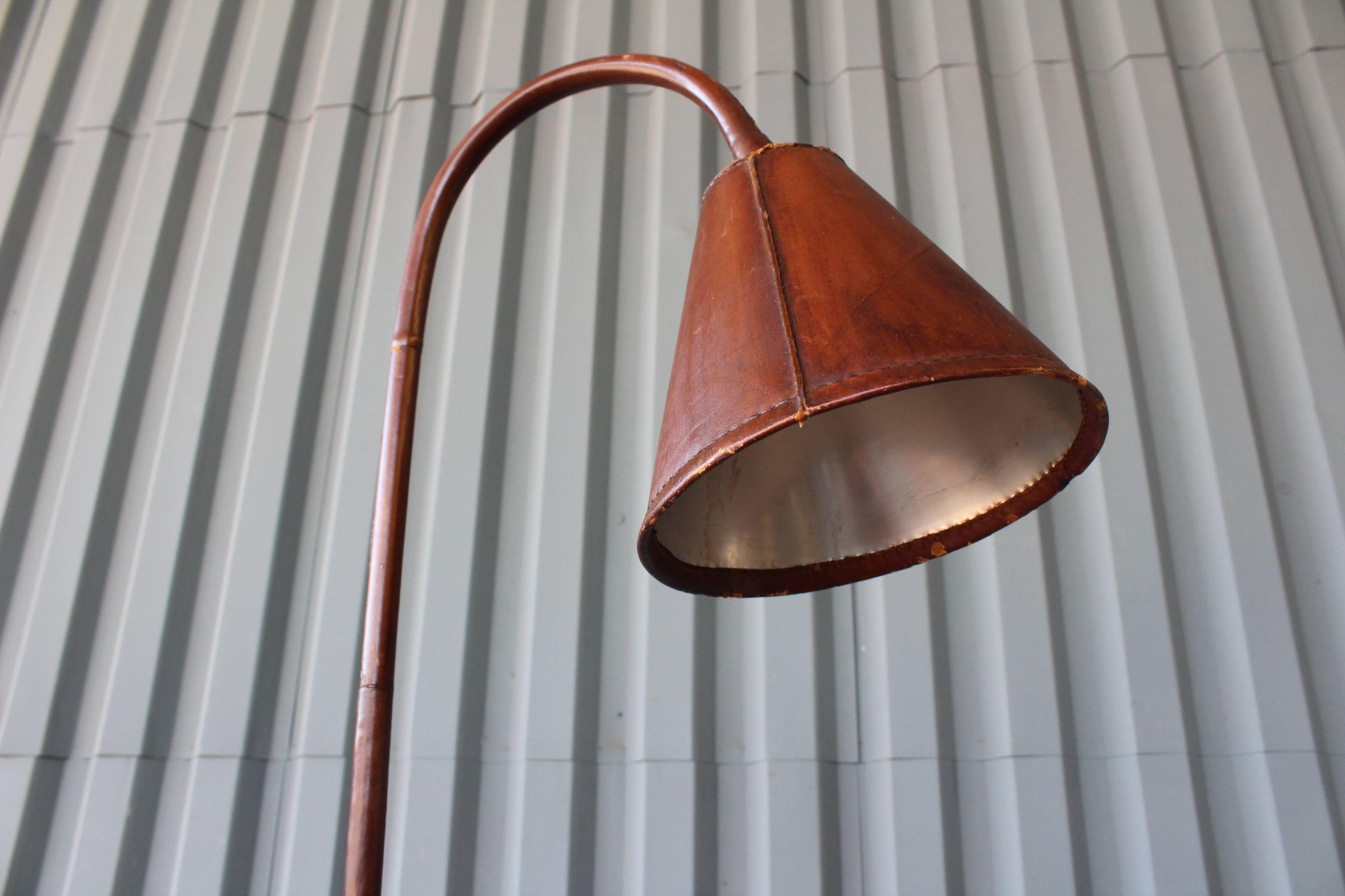 Spanish Leather Wrapped Floor Lamp by Valenti, Spain