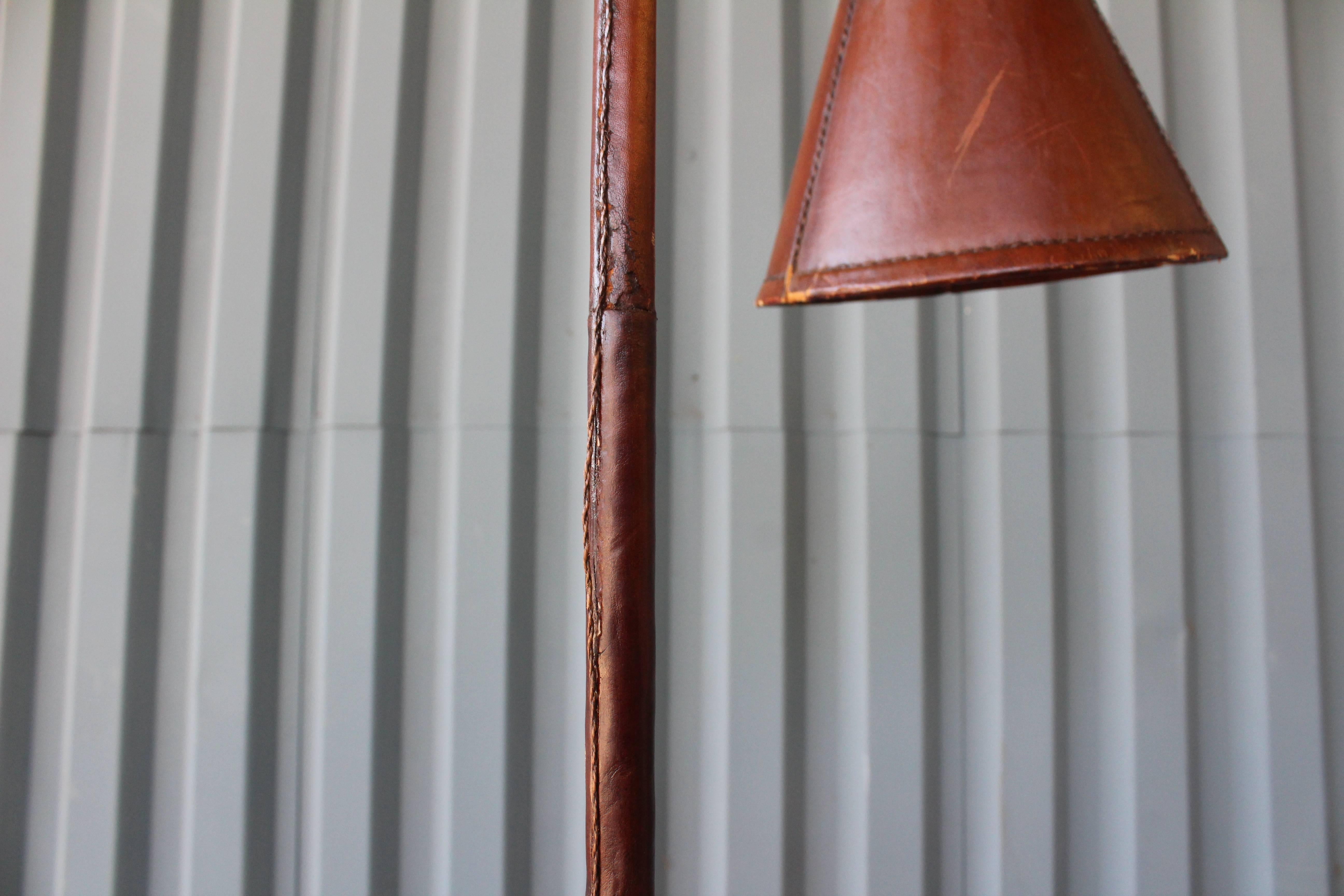 Leather Wrapped Floor Lamp by Valenti, Spain 1