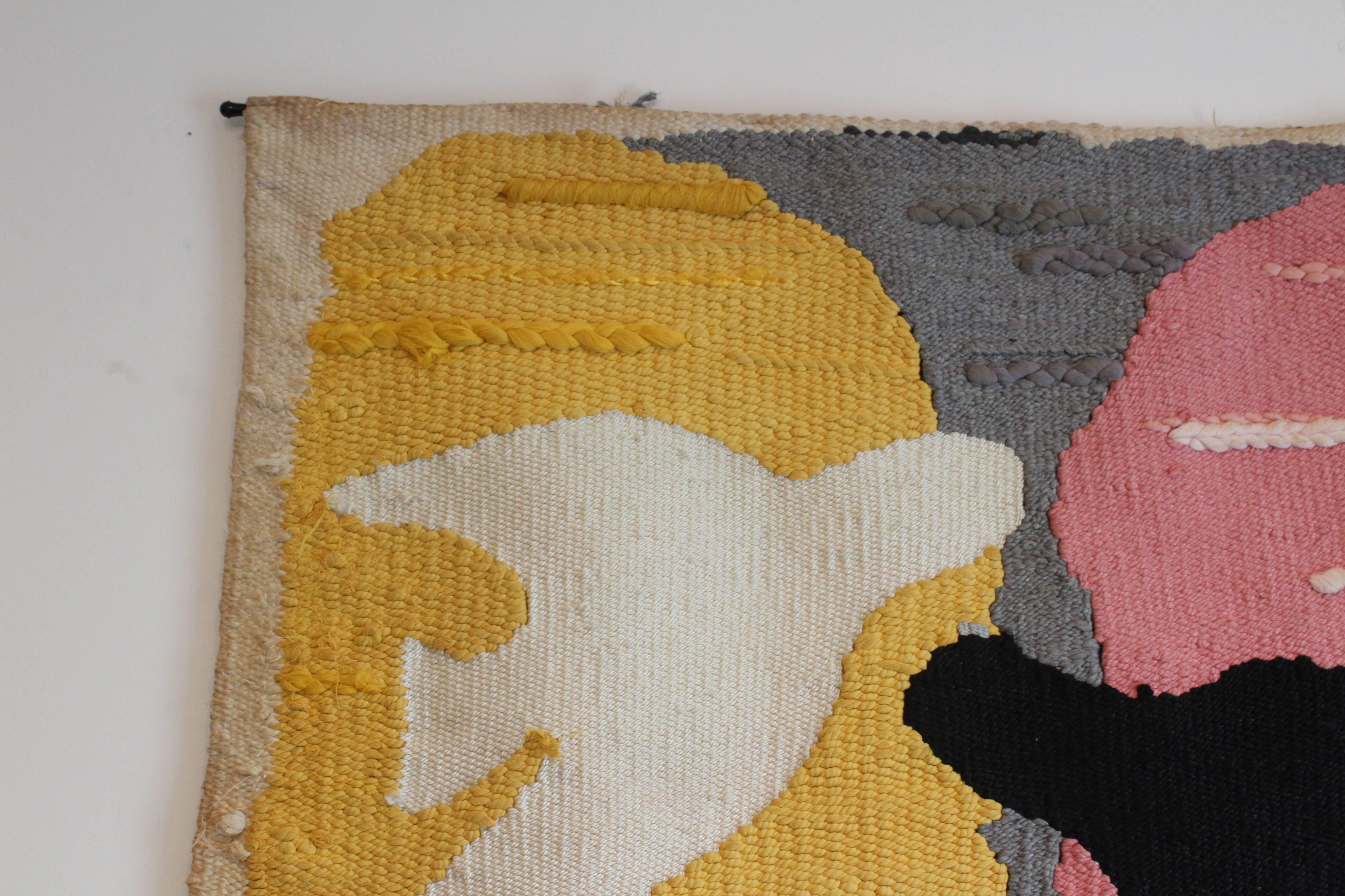 Mid-Century Modern 1970s Handwoven Tapestry Inspired by Artist Georges Braque