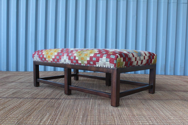 Hollywood At Home Lexington Ottoman Upholstered In A Vintage Rug