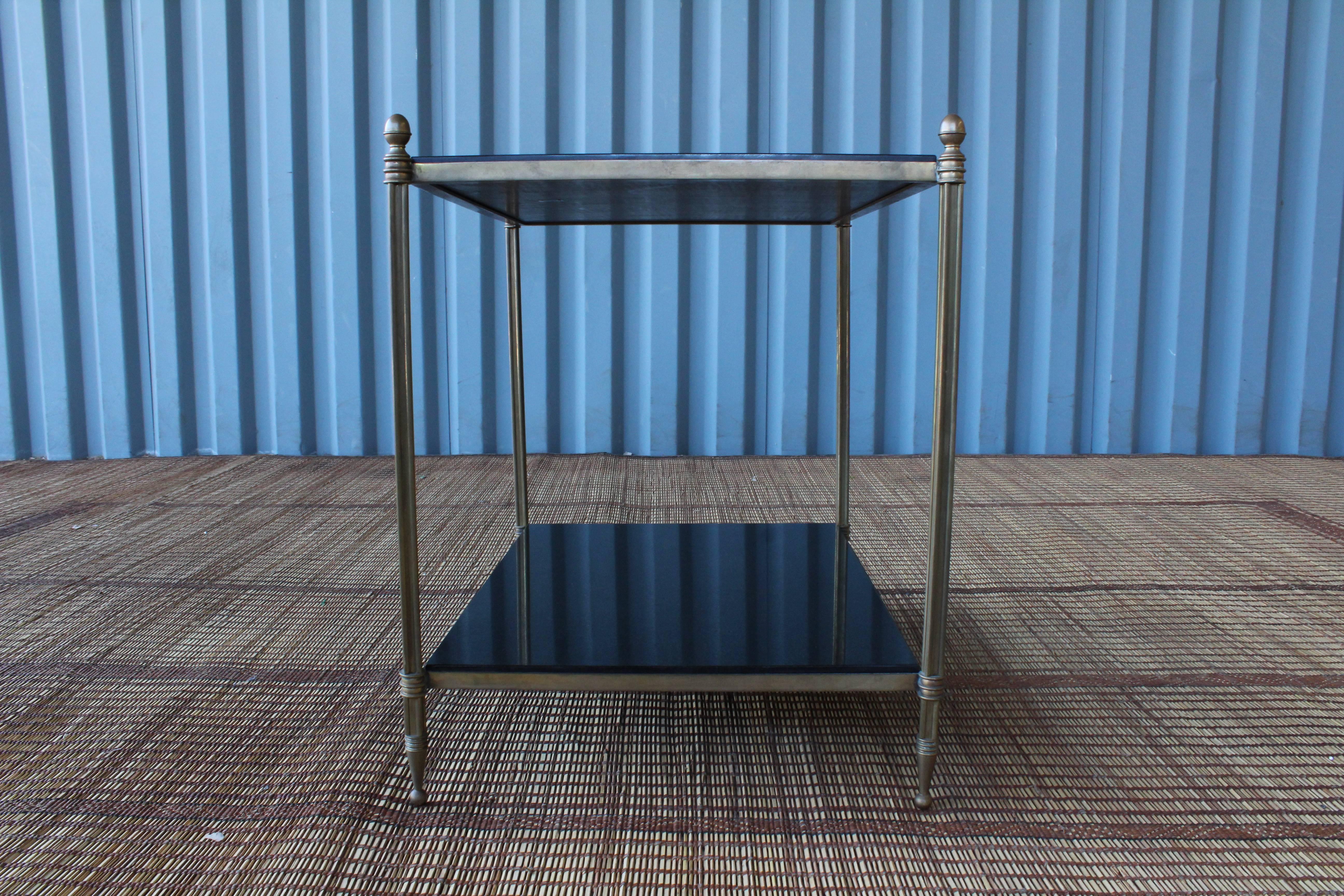 Solid Brass Two-Tiered Side Table In Good Condition In Los Angeles, CA