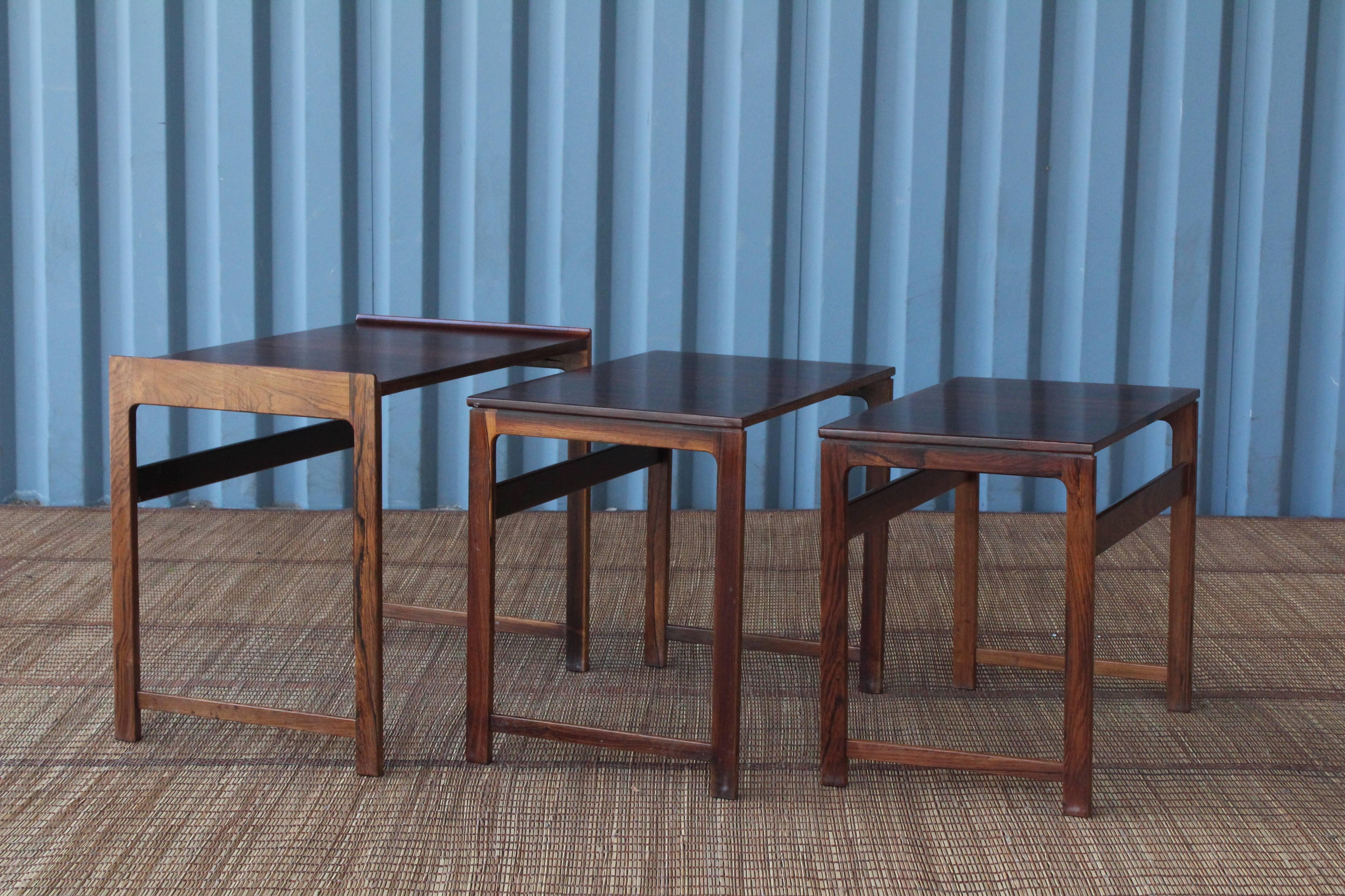 Set of Three Danish Nesting Tables in Rosewood 1