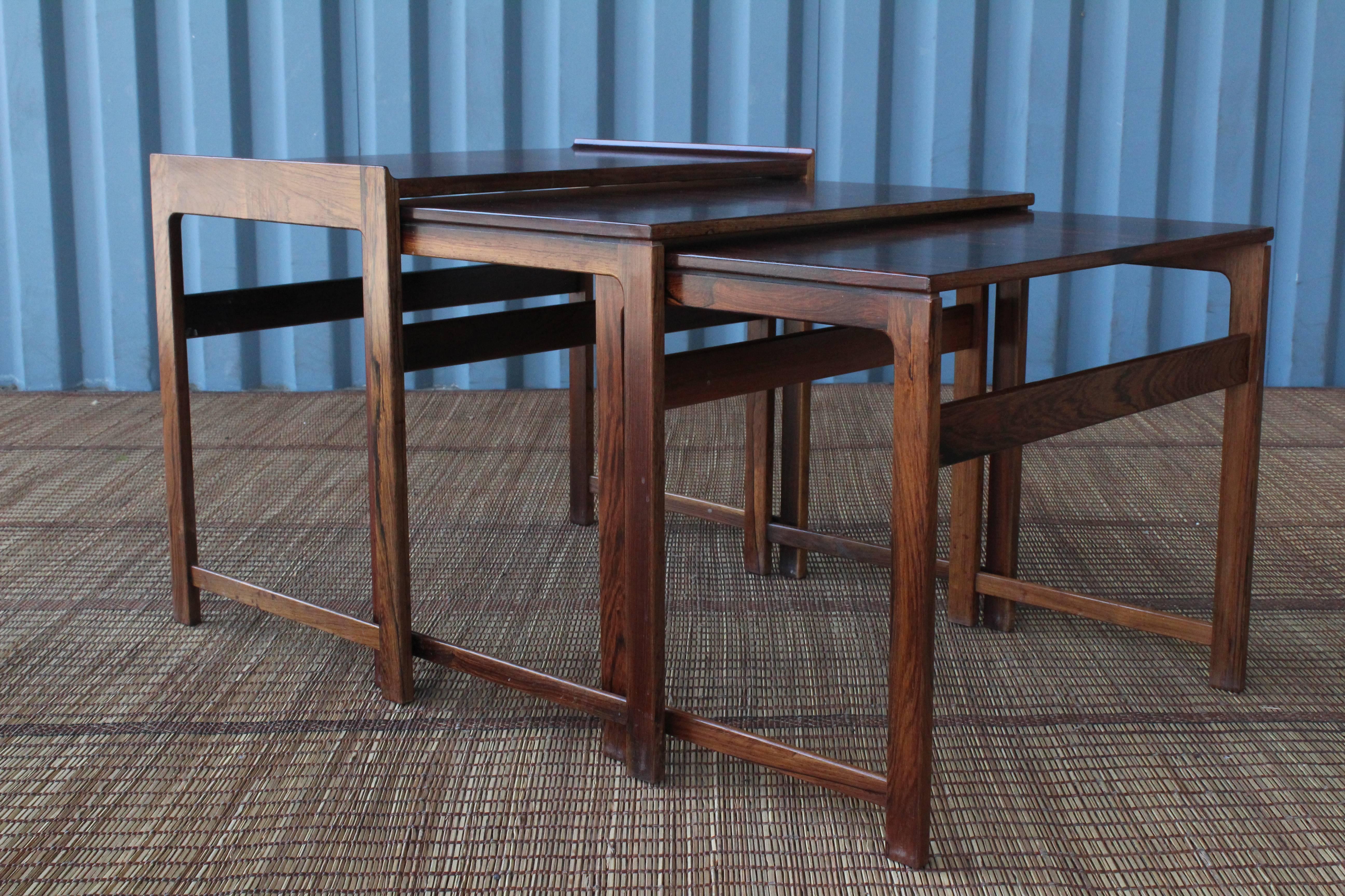 Set of Three Danish Nesting Tables in Rosewood 4