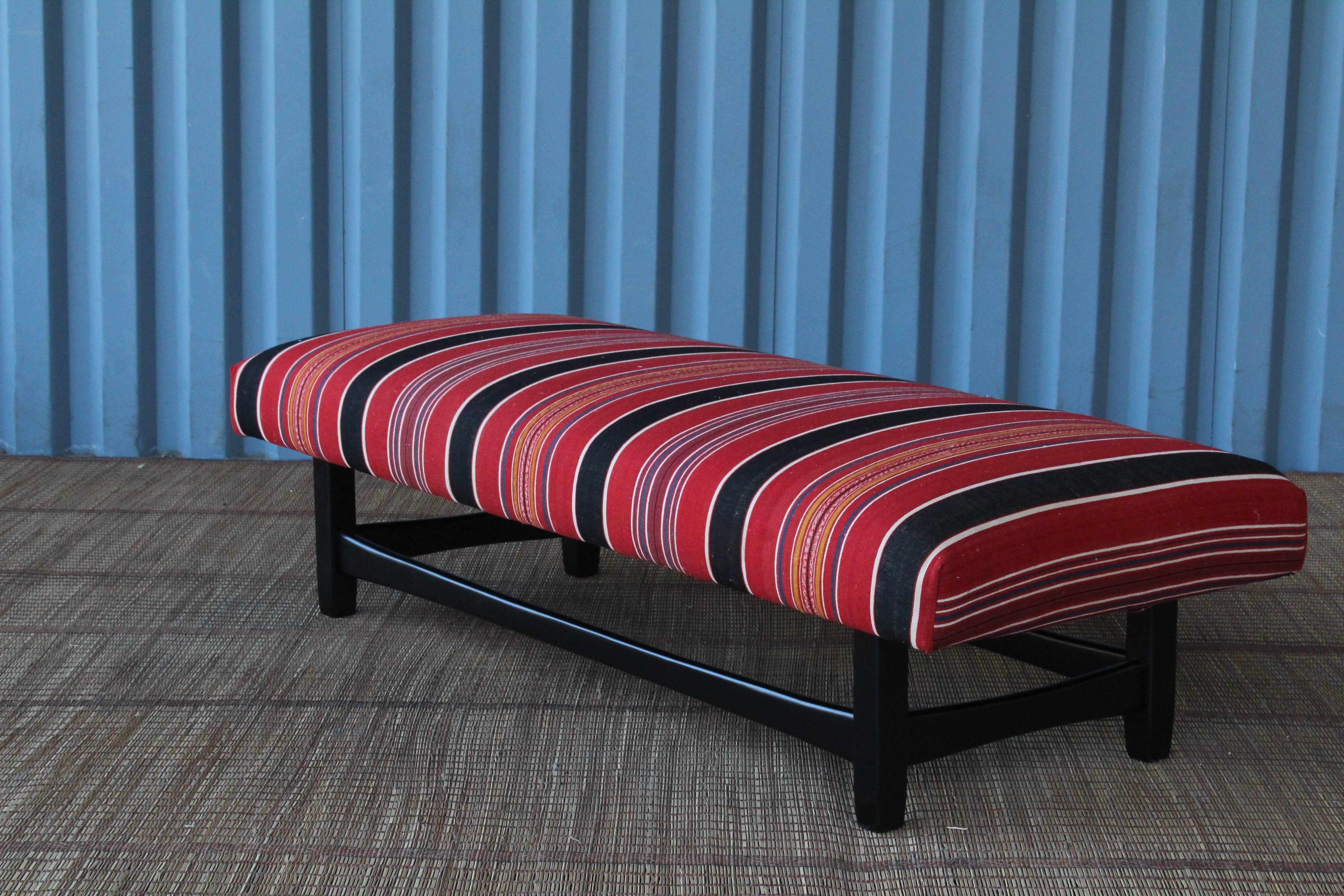 Contemporary Bench Upholstered in a Vintage Wool Textile