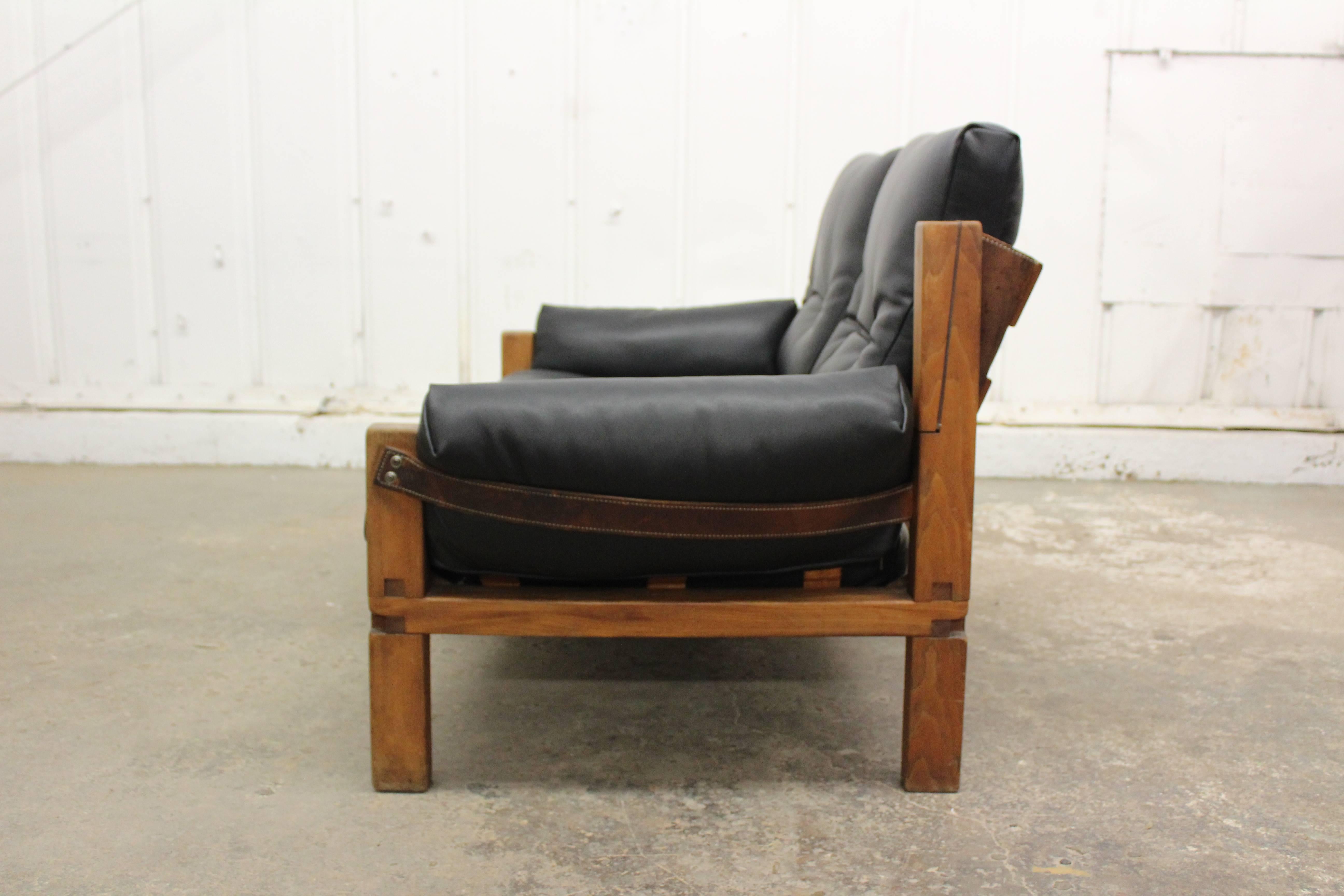 French Pierre Chapo Loveseat in Solid Elm, France, 1960s